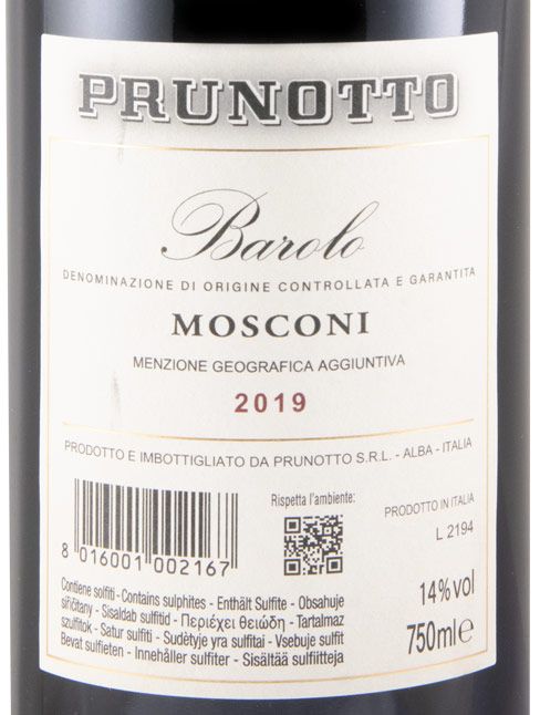 Prunotto Barolo Mosconi 2019