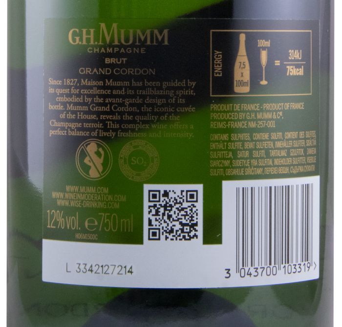 G.H MUMM CHAMPAGNE BRUT GRAND CORDON