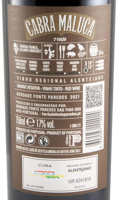 Herdade Fonte Paredes Cabra Maluca Grande Reserva 2021