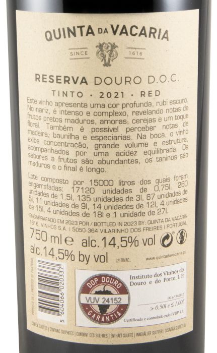 Quinta da Vacaria Reserva Douro D.O.C. 2021