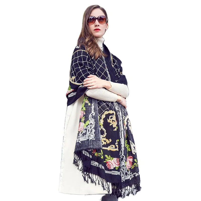 Scarflinks Luxurious 100% Australian pashmina black wool Scarves Collection