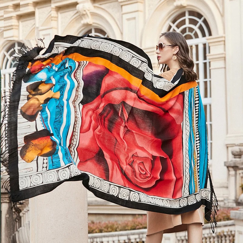 Scarflinks Luxury 100% Australian pashmina red rose wool Scarves  