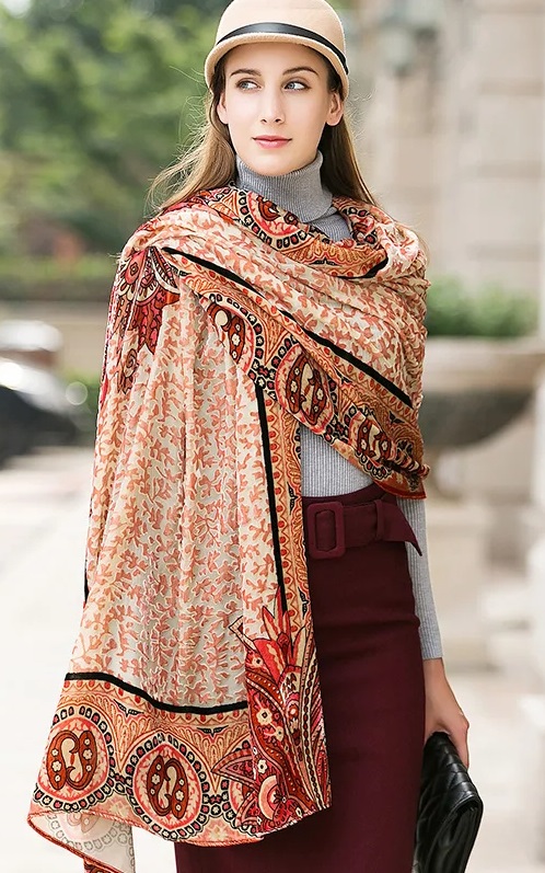 Scarflinks Luxury 100% Australian pashmina blue rose wool Scarves  
