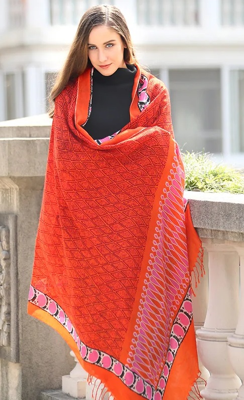 Scarflinks Luxury 100% Australian pashmina Pink Coral wool Scarves  