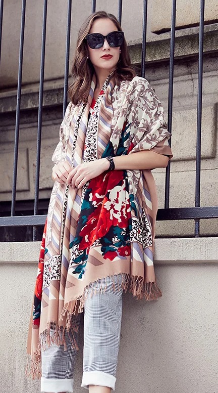Scarflinks Luxury 100% Australian pashmina  Coral wool Scarves  
