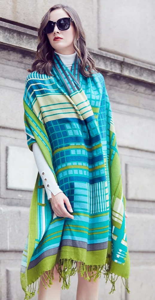 Scarflinks Luxury 100% Australian pashmina Orange/green wool Scarves  
