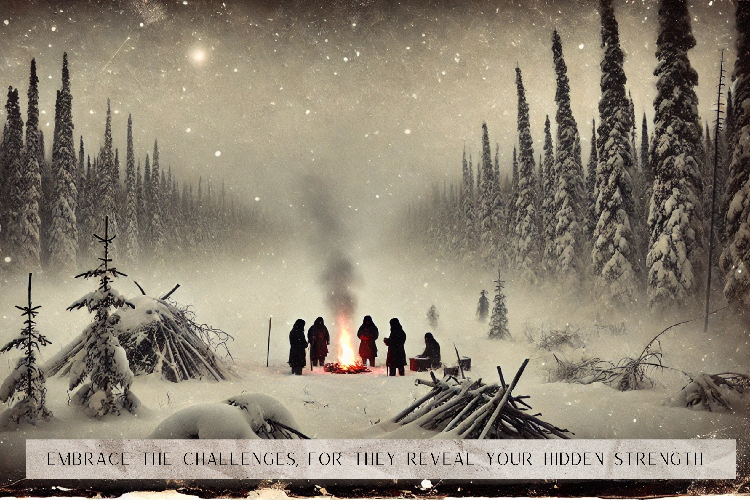 Winter Wilderness Campfire Poster + DIGITAL BOOK - WE NEED SHAMANS