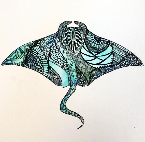 Hand-drawn Manta Ray Art