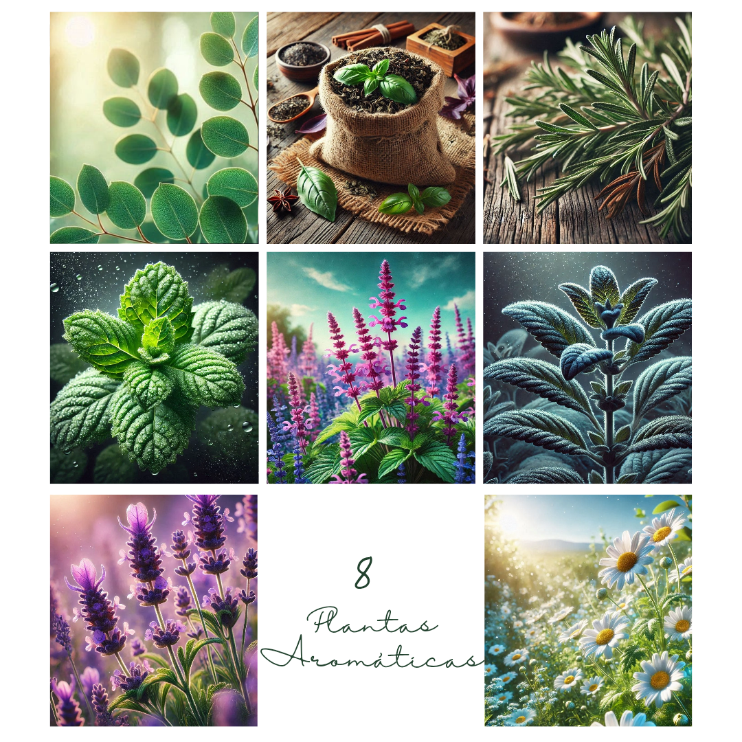 Matices cromáticos de 8 Plantas Aromáticas 