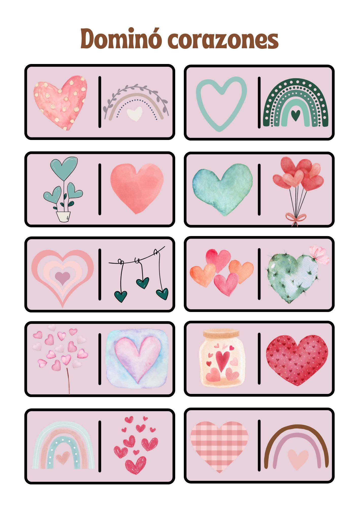Dominó colaborativo corazones