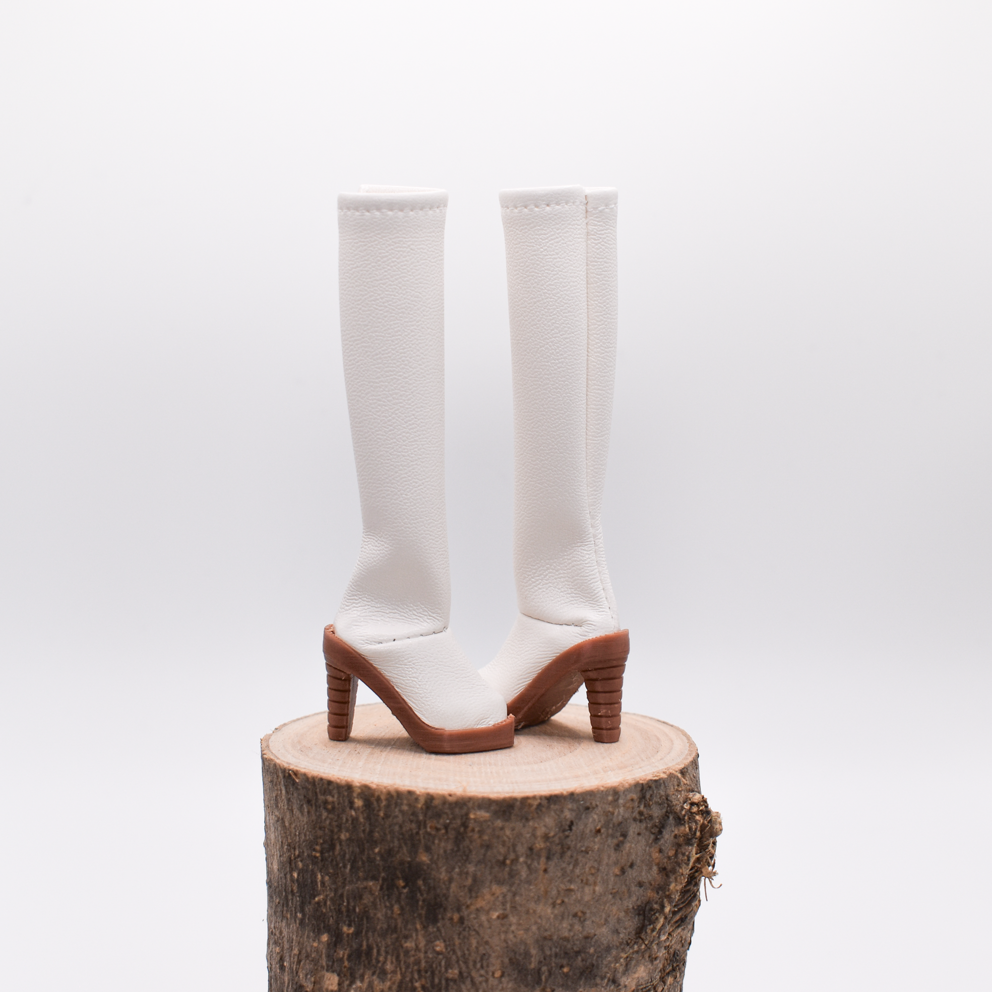 Bottes blanches à talons hauts - Cappuccino