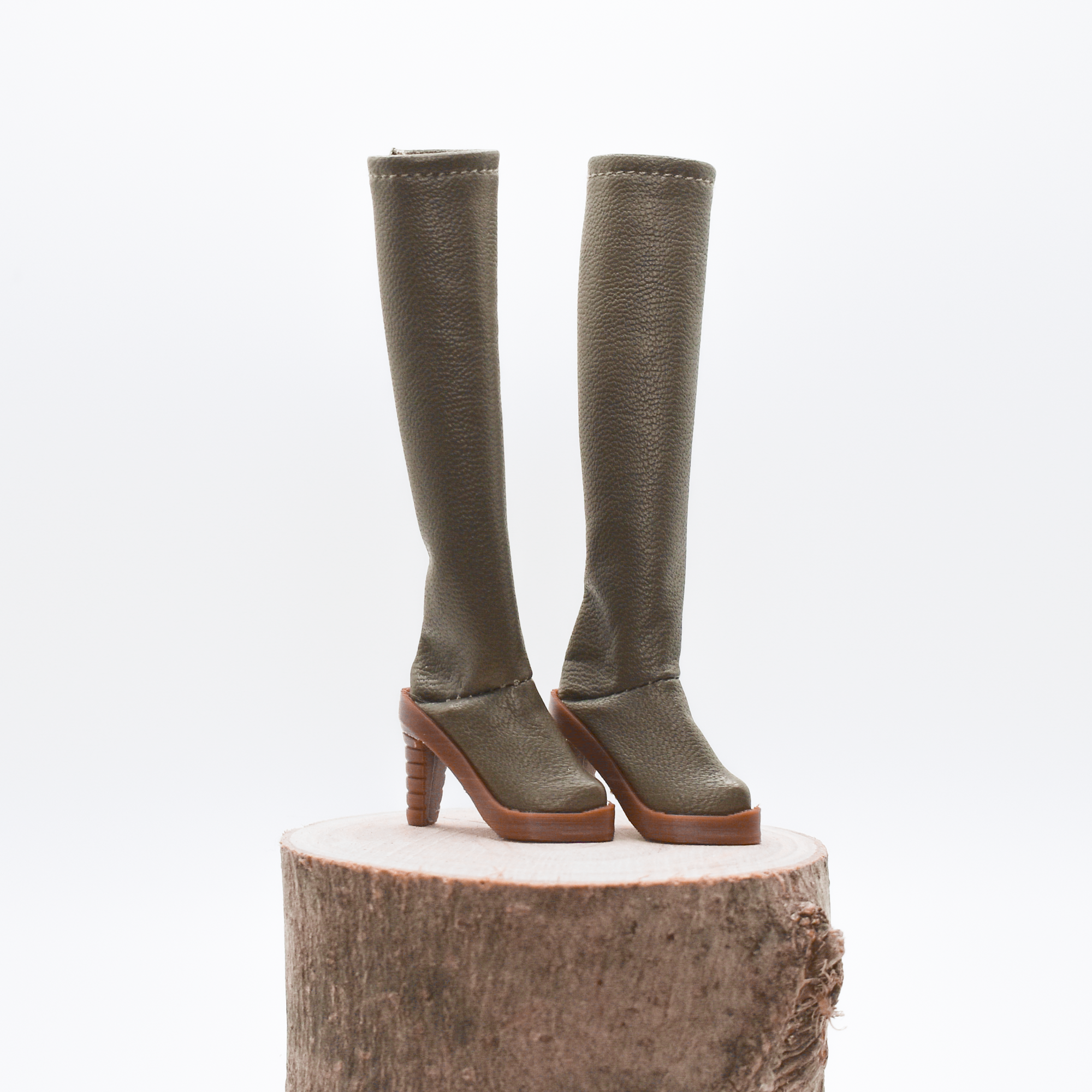 Bottes kaki à talons hauts - Cèdre