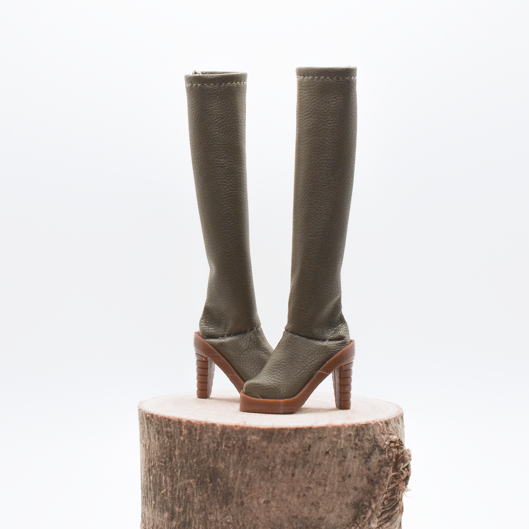 Bottes kaki à talons hauts - Cèdre