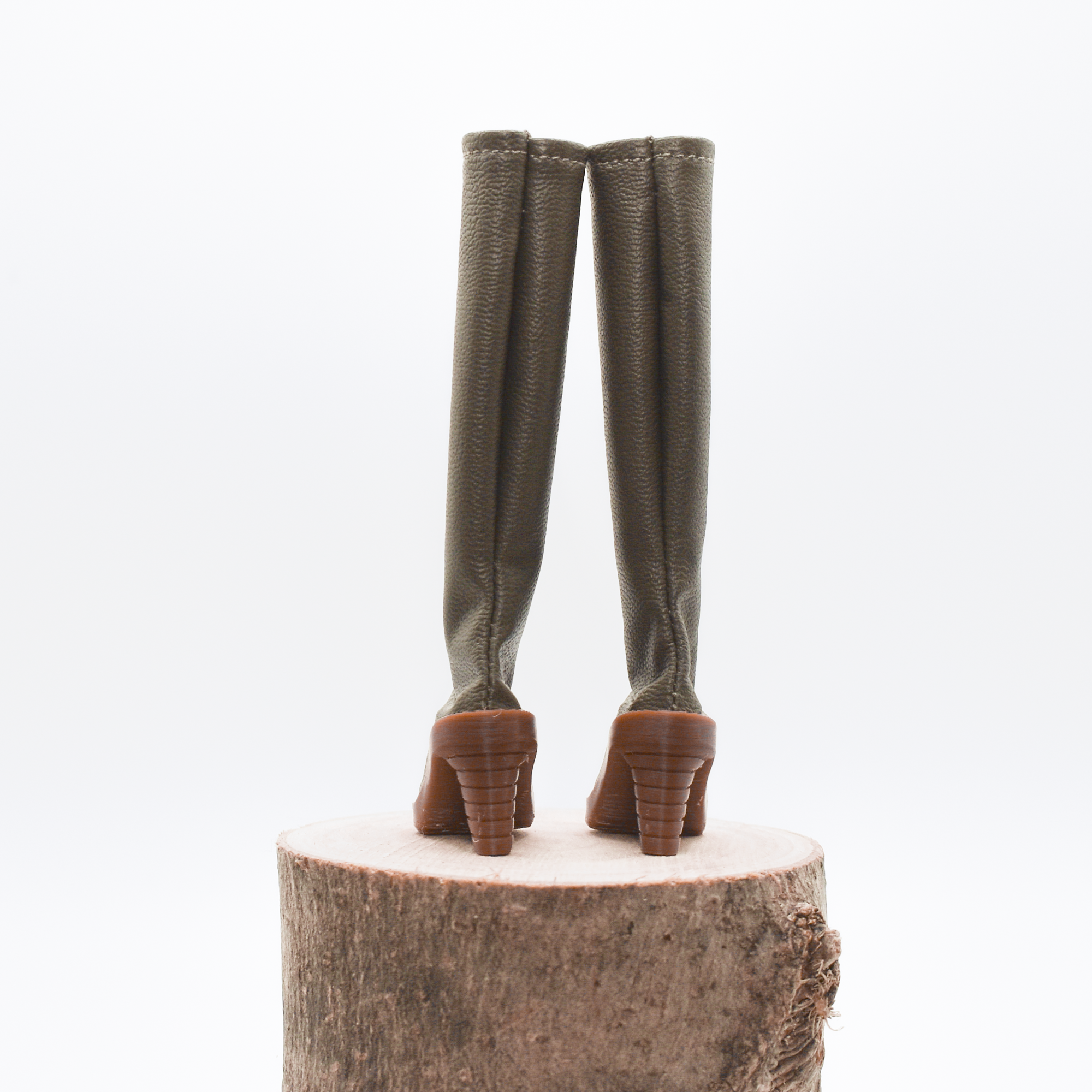 Bottes kaki à talons hauts - Cèdre