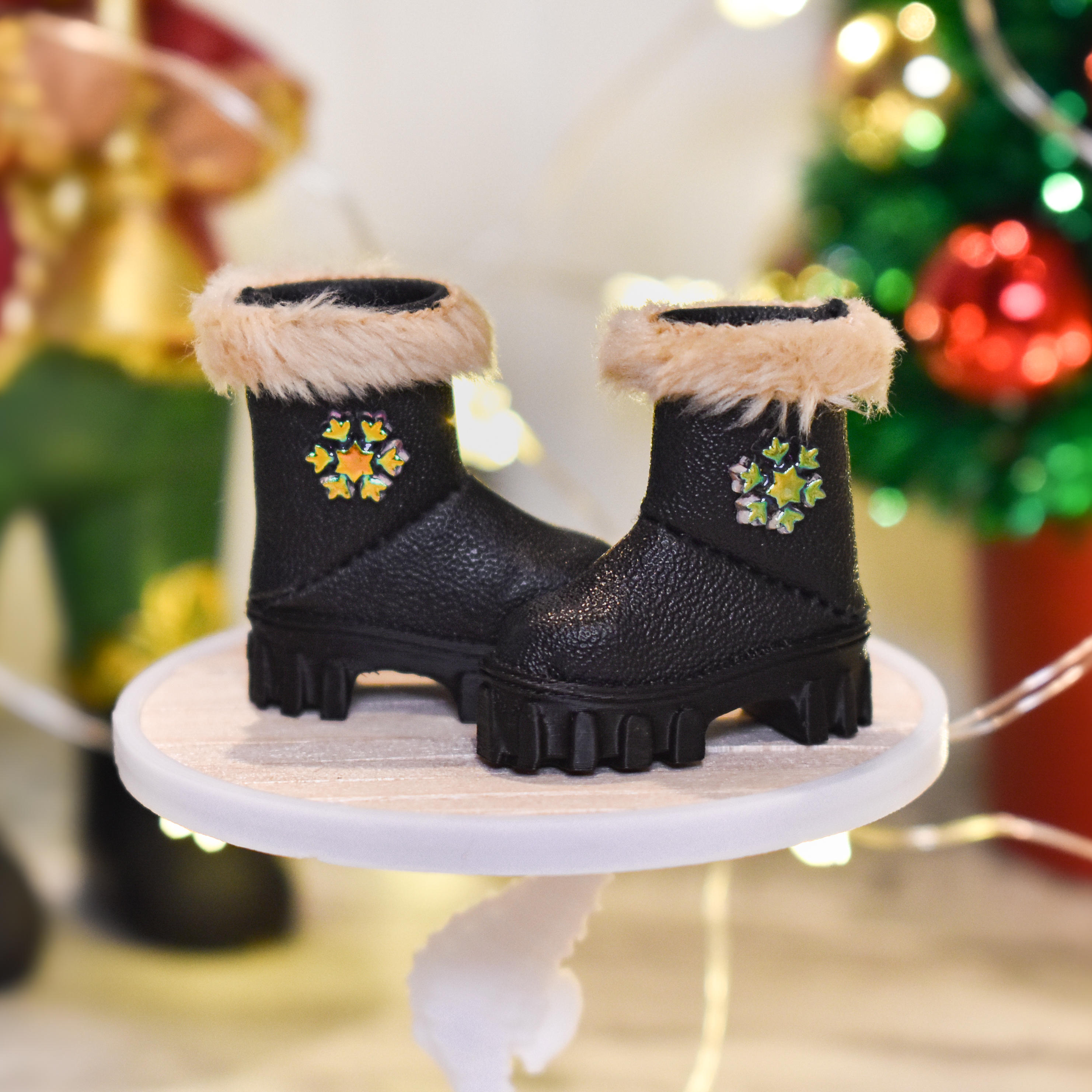 Bottines noires de Noël - Flocon