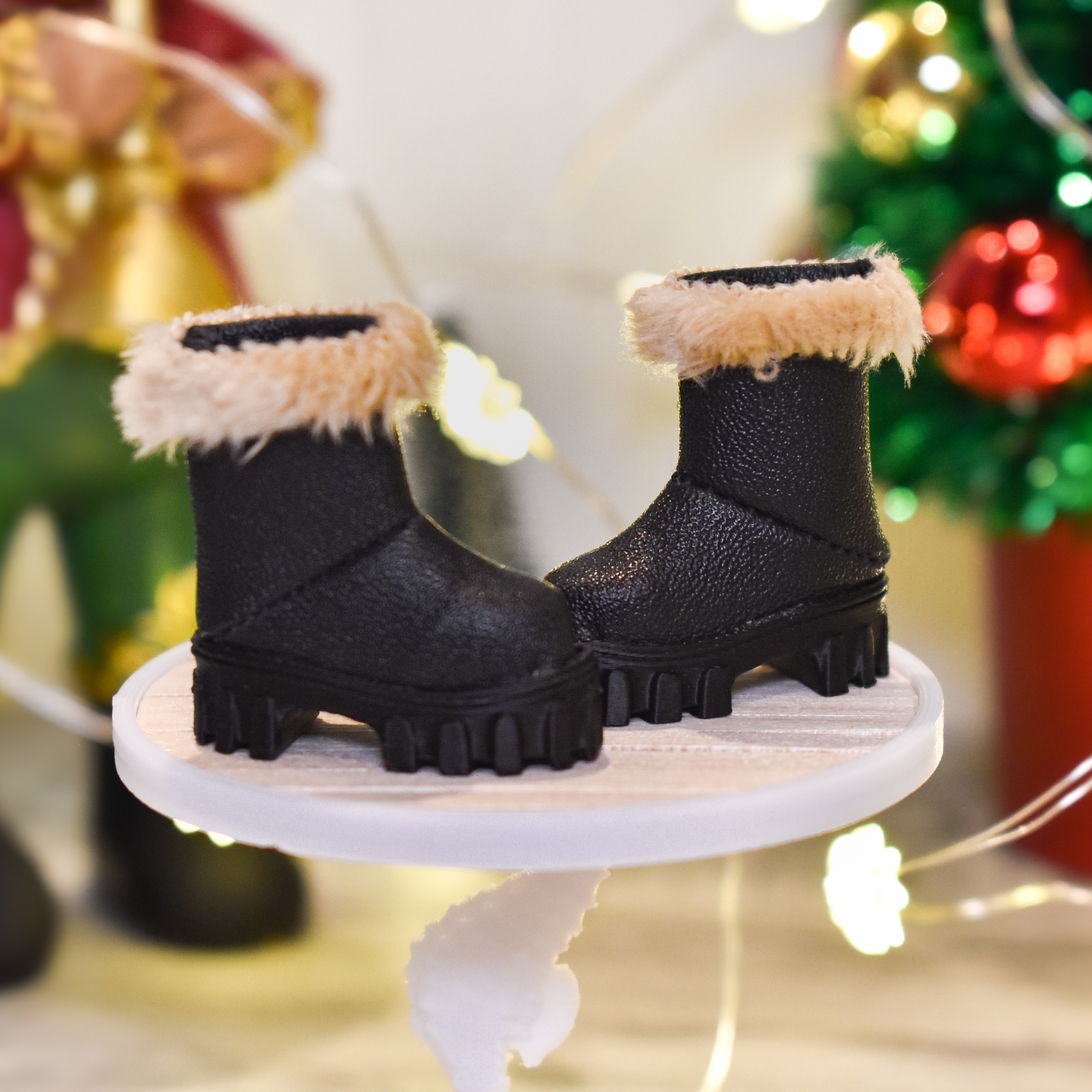 Bottines noires de Noël - Rubans