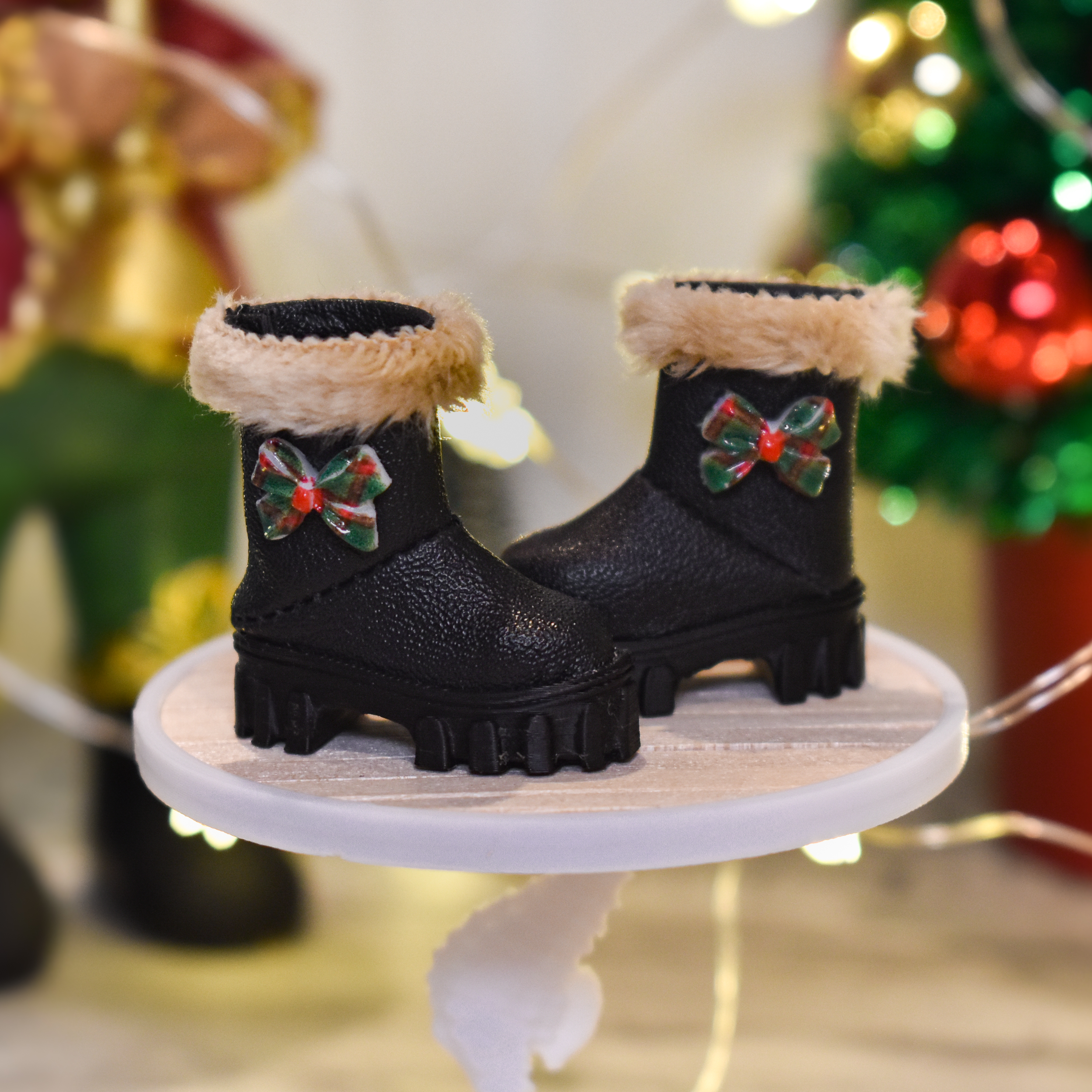 Bottines noires de Noël - Rubans