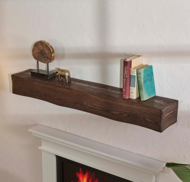 Handmade Fireplace Mantel Shelf 72", Rustic Wood Mantles for Over Fireplace, Wall Mounted Floating Mantel Shelves for Living Room Decor (Dark Walnut, 72Lx6Hx8D)