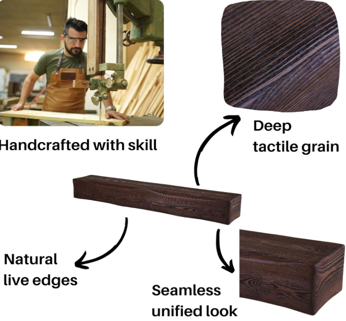 Handmade Fireplace Mantel Shelf 72", Rustic Wood Mantles for Over Fireplace, Wall Mounted Floating Mantel Shelves for Living Room Decor (Dark Walnut, 72Lx6Hx8D)