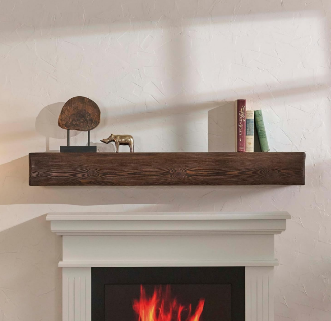 Handmade Fireplace Mantel Shelf 72", Rustic Wood Mantles for Over Fireplace, Wall Mounted Floating Mantel Shelves for Living Room Decor (Dark Walnut, 72Lx6Hx8D)