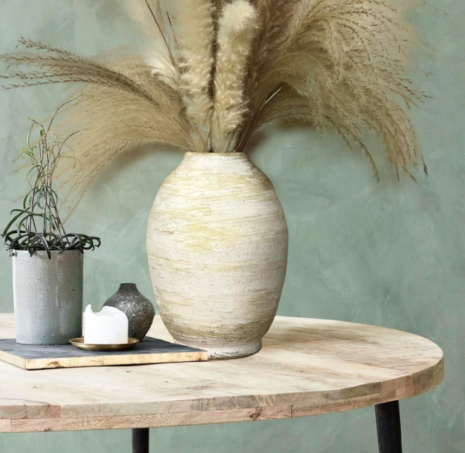Rustic Ceramic Farmhouse Flower Vase - Boho Ceramic Vase Terra Cotta Pottery Vase for Home Decor, Table, Living Room Decoration, Shelf Decor, Mantel Decorative