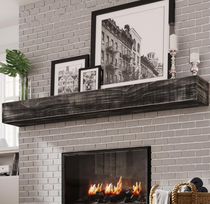 Fireplace Mantel - 72 Inch Handcrafted Fireplace Mantel Shelf - Farmhouse Fireplace Mantle Shelves - Wall-Mounted Mantles for Over Fireplace - Floating Mantel 72 Inch, Taupe