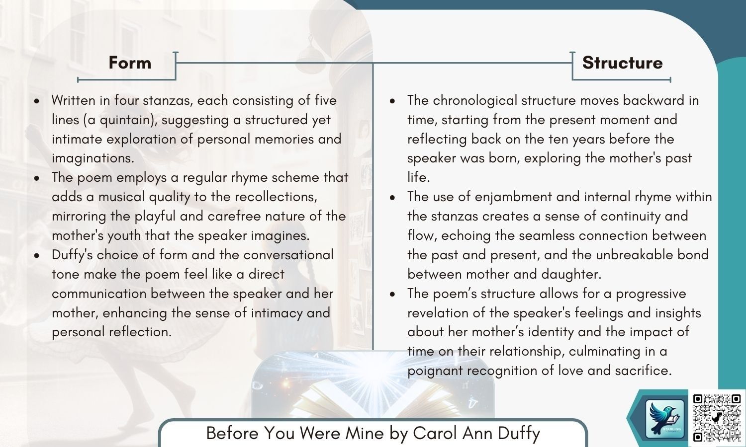 Grade 9 Breakdown for Each Poem in Love and Relationships. Form & Structure
