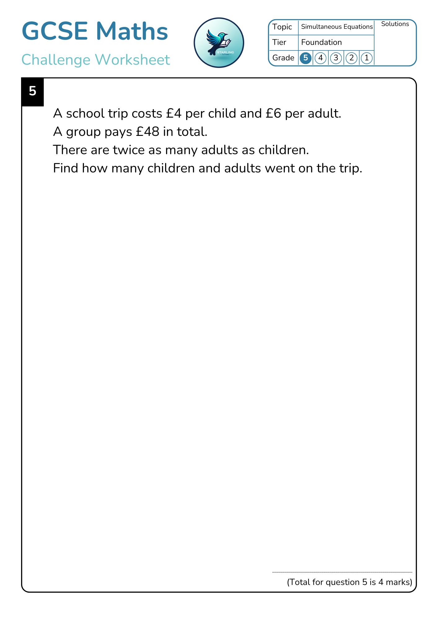GCSE Maths: Simultaneous Equations