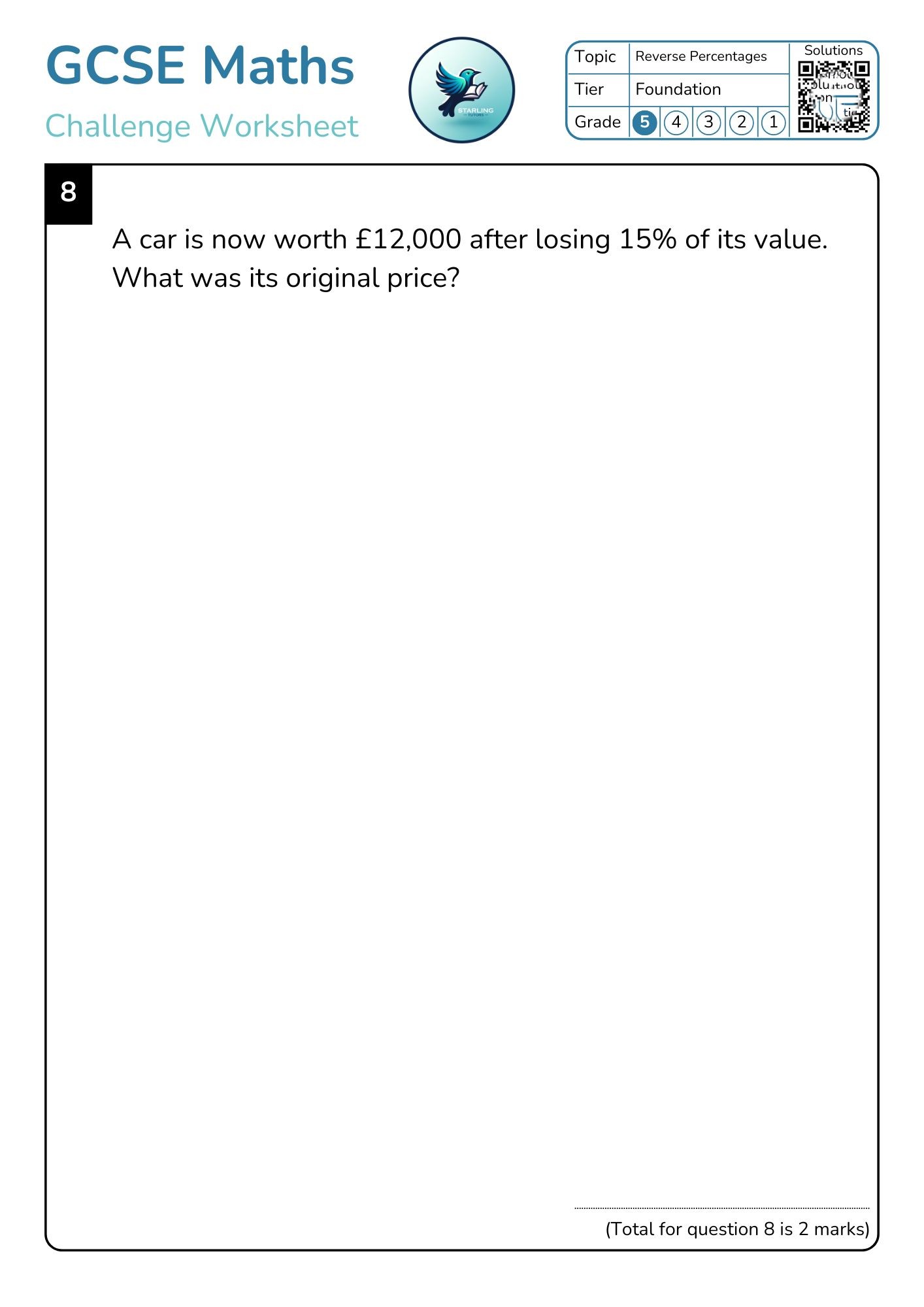 GCSE Maths: Reverse Percentages
