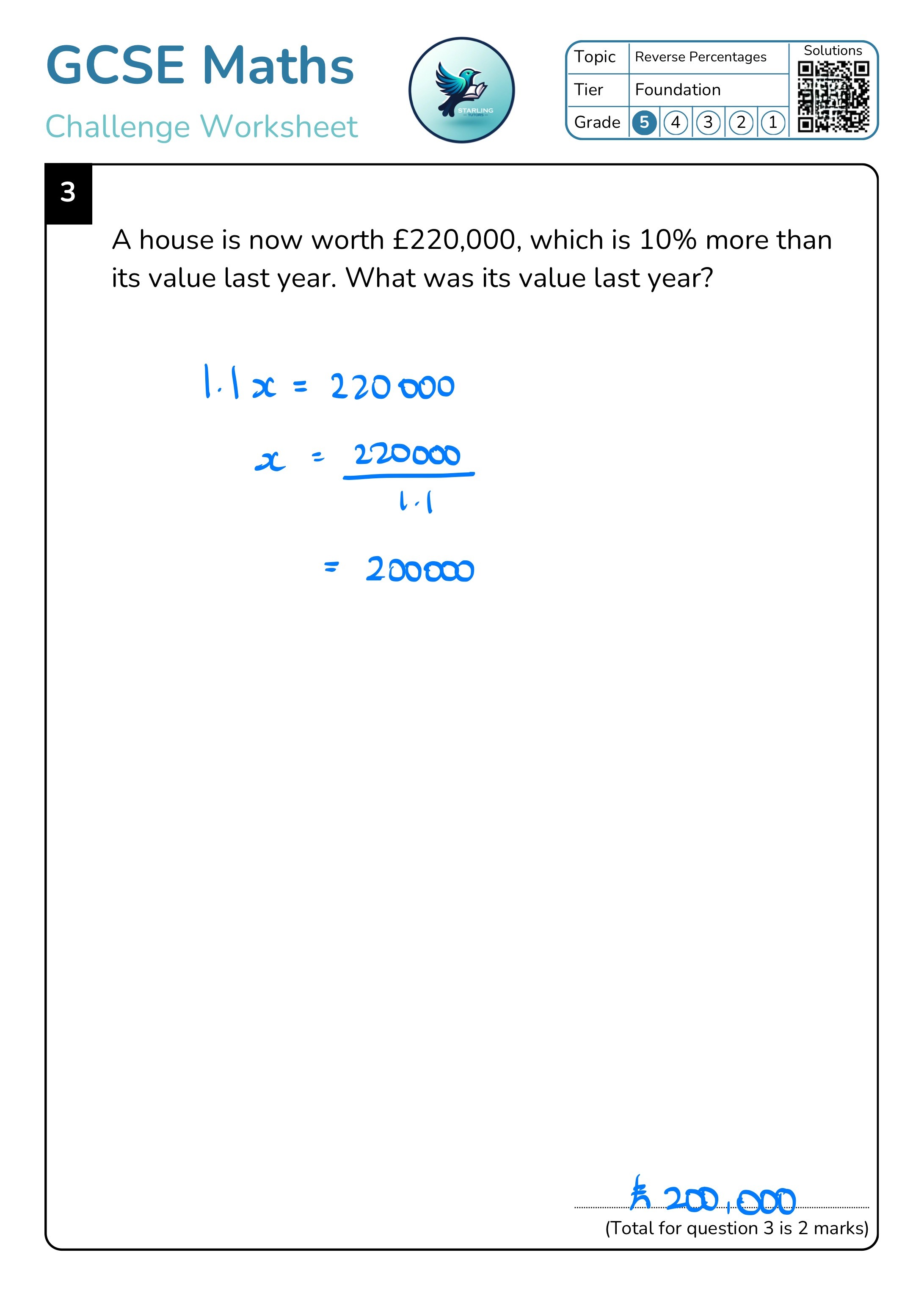 GCSE Maths: Reverse Percentages