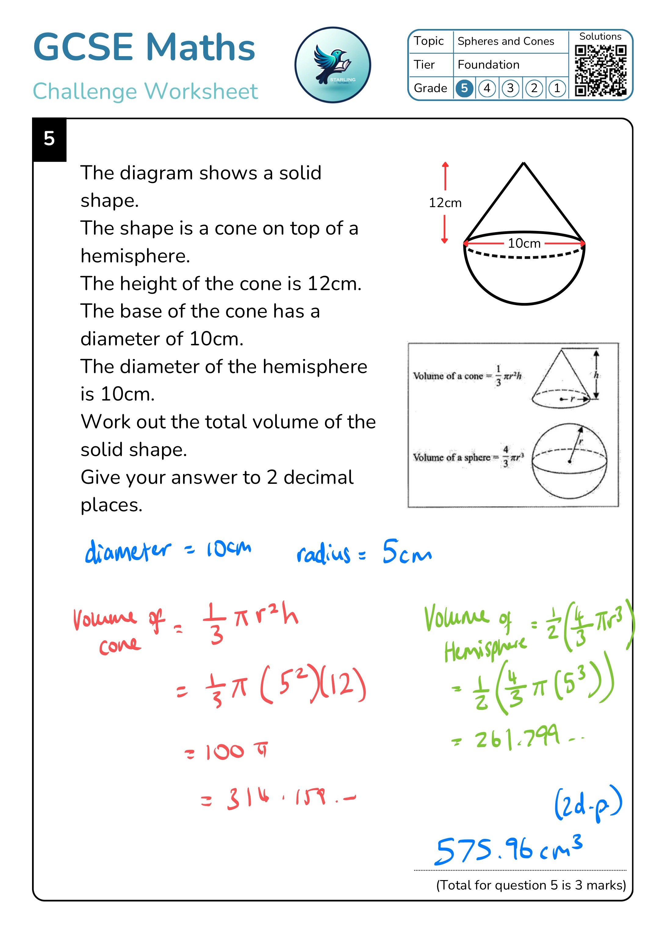 GCSE Maths: Spheres and Cones