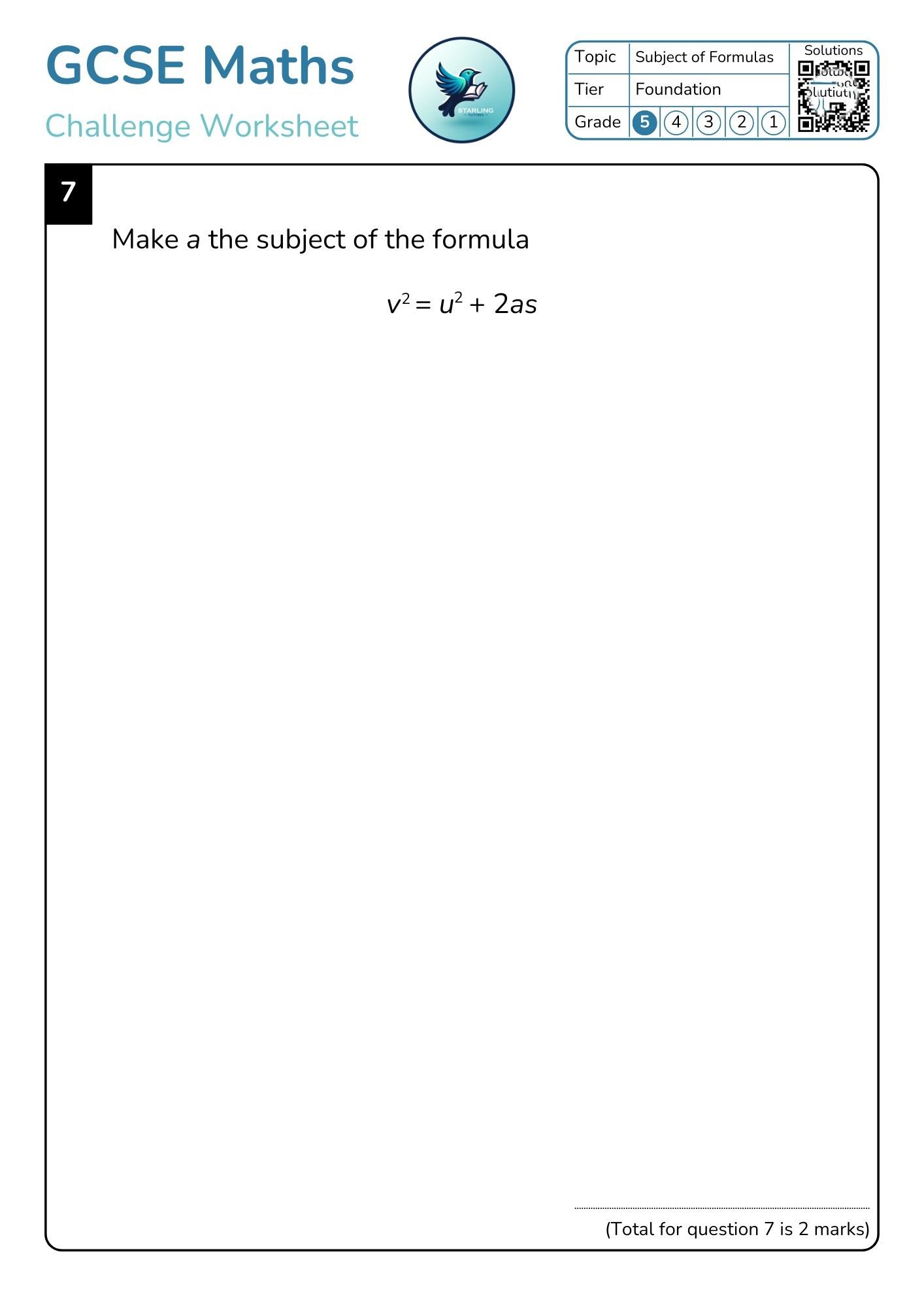 GCSE Maths: Subject of Formulas