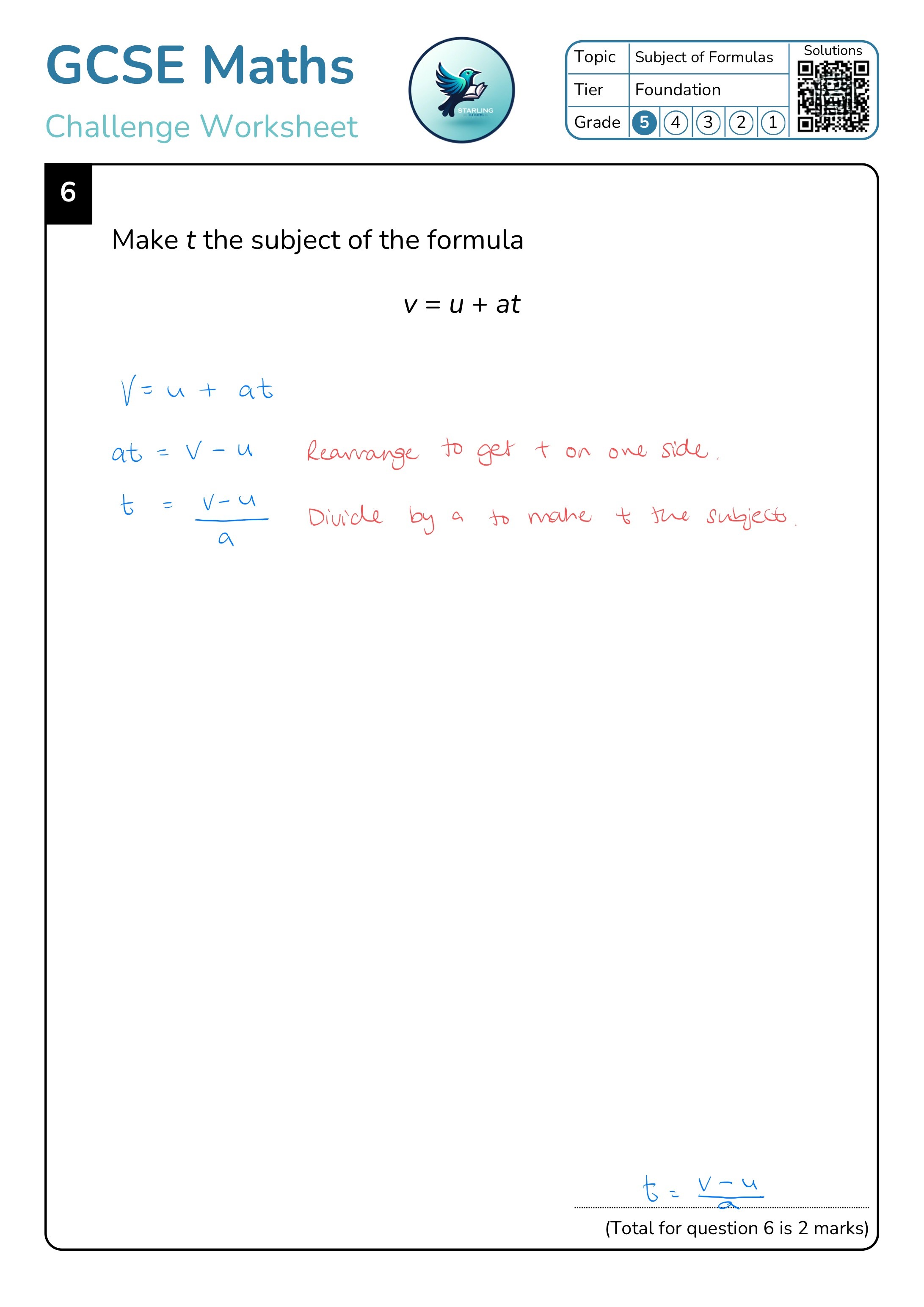 GCSE Maths: Subject of Formulas
