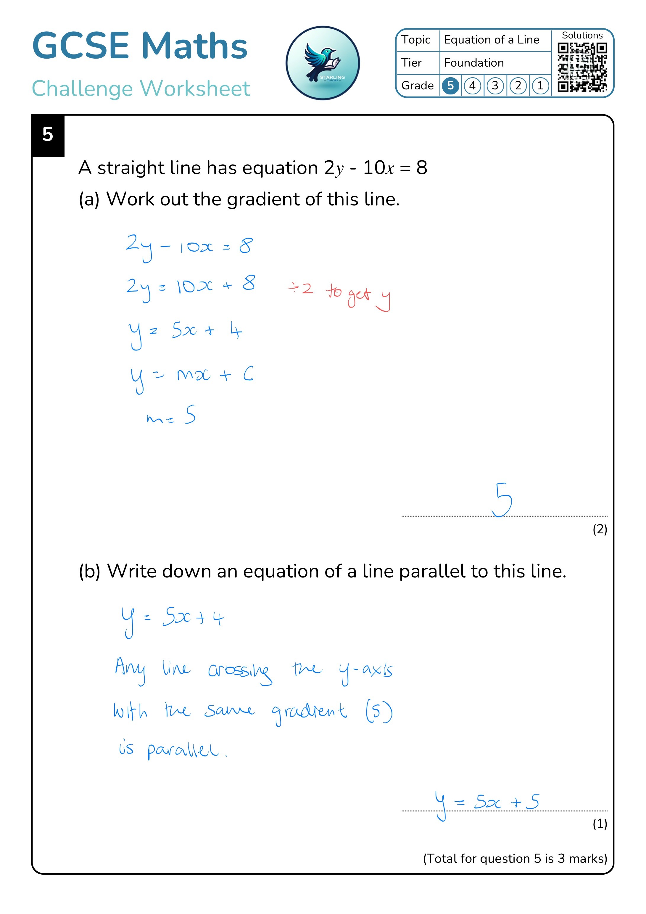 GCSE Maths: Equation of a Line