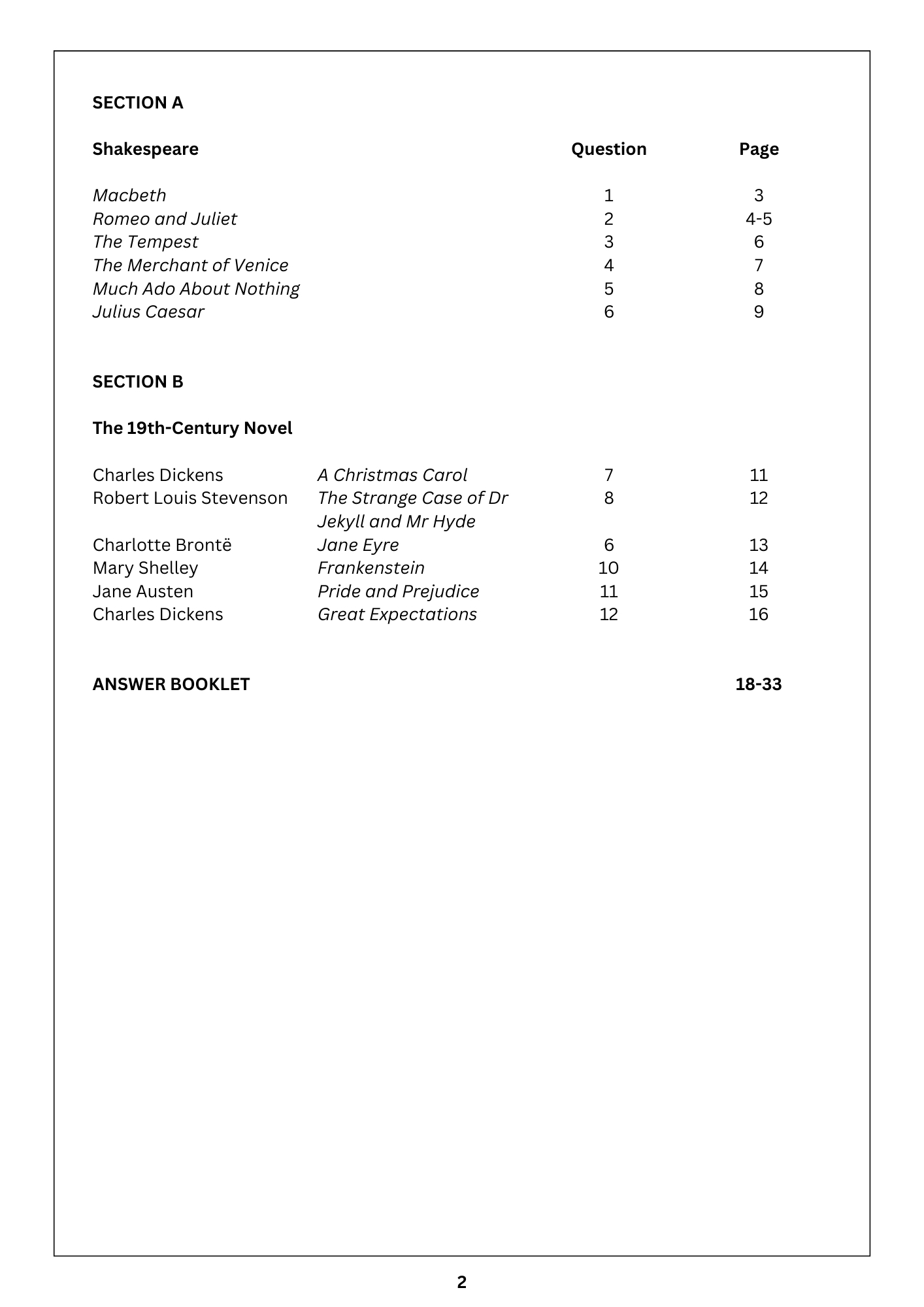 GCSE English Literature: AQA Predicted Paper 1 + Model Answers