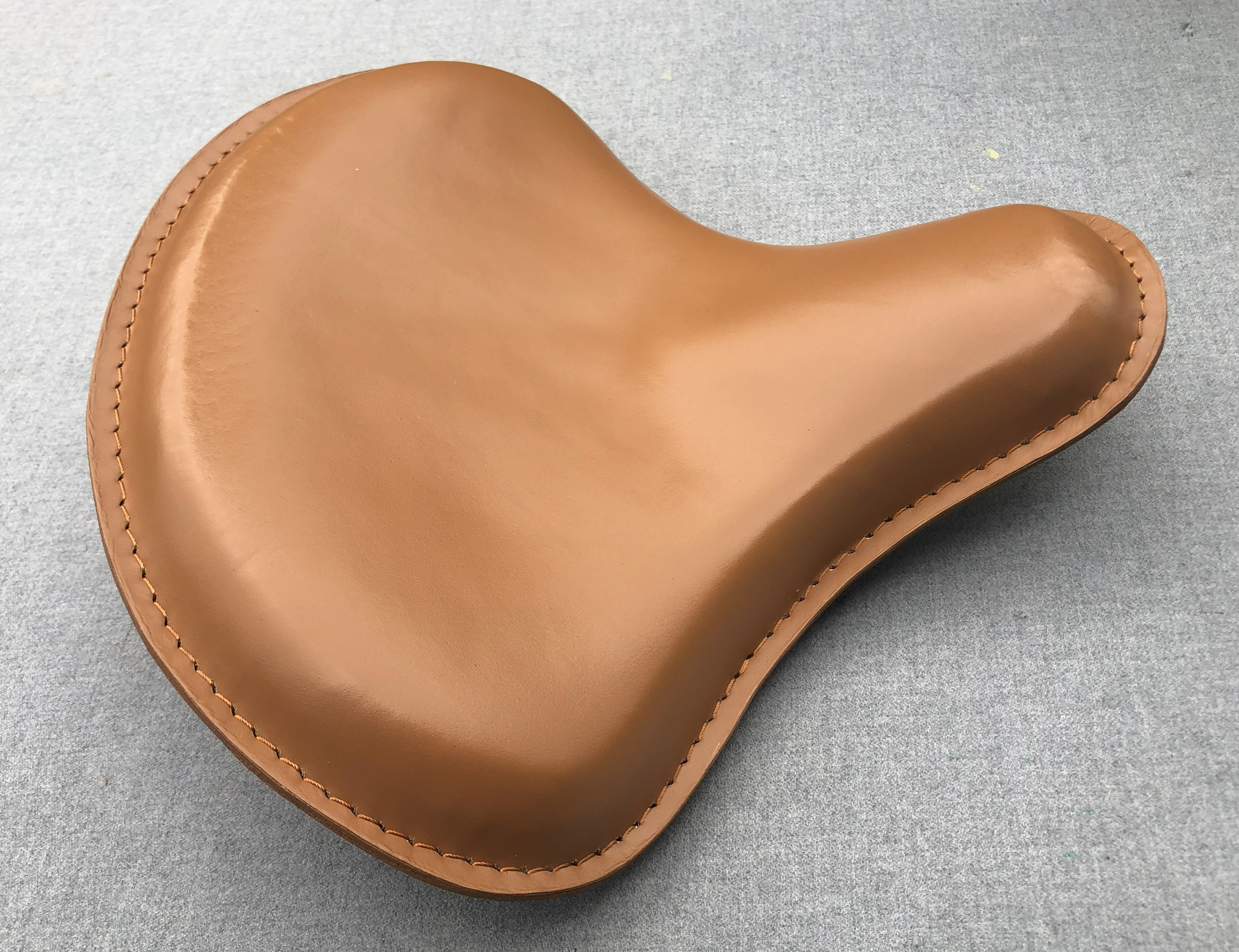 Harley Tractor Style Solo Seat Genuine Tan Leather Honda Bobber Chopper Yamaha