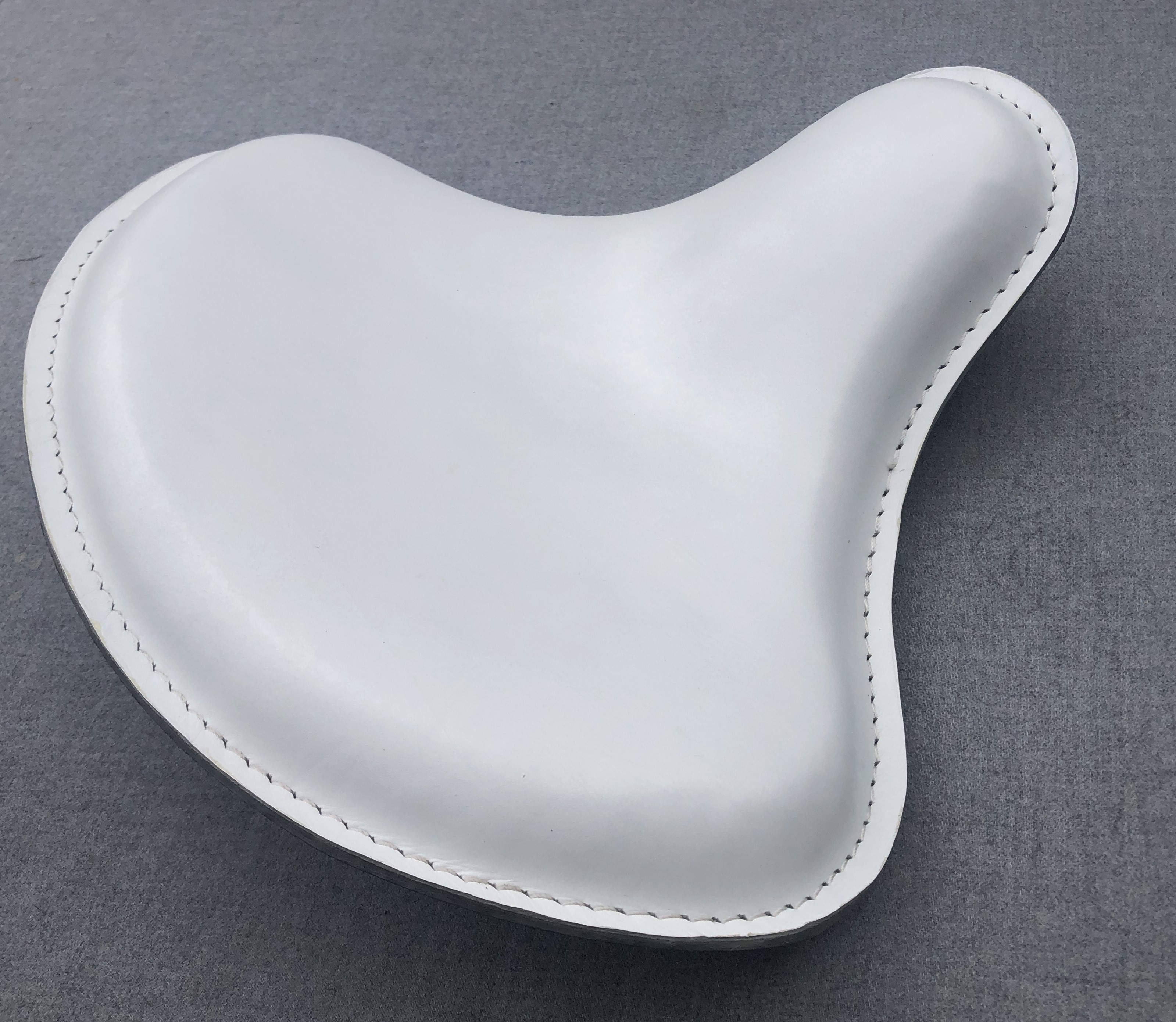 Harley Tractor Style Solo Seat Genuine White Leather Honda Bobber Chopper Yamaha