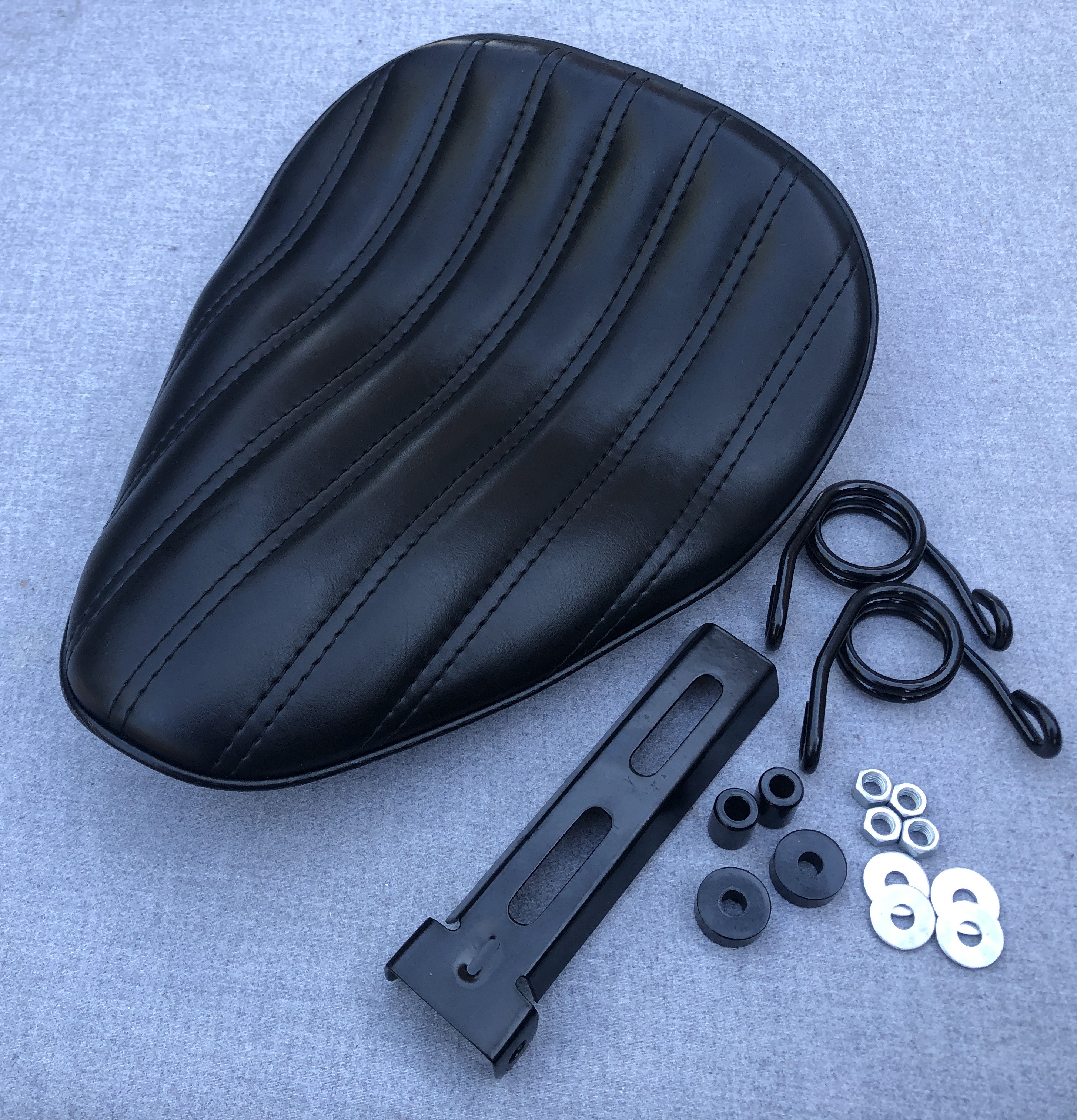 Thin High Back Seat Genuine Leather Harley Yamaha Chopper Bobber Honda Triumph