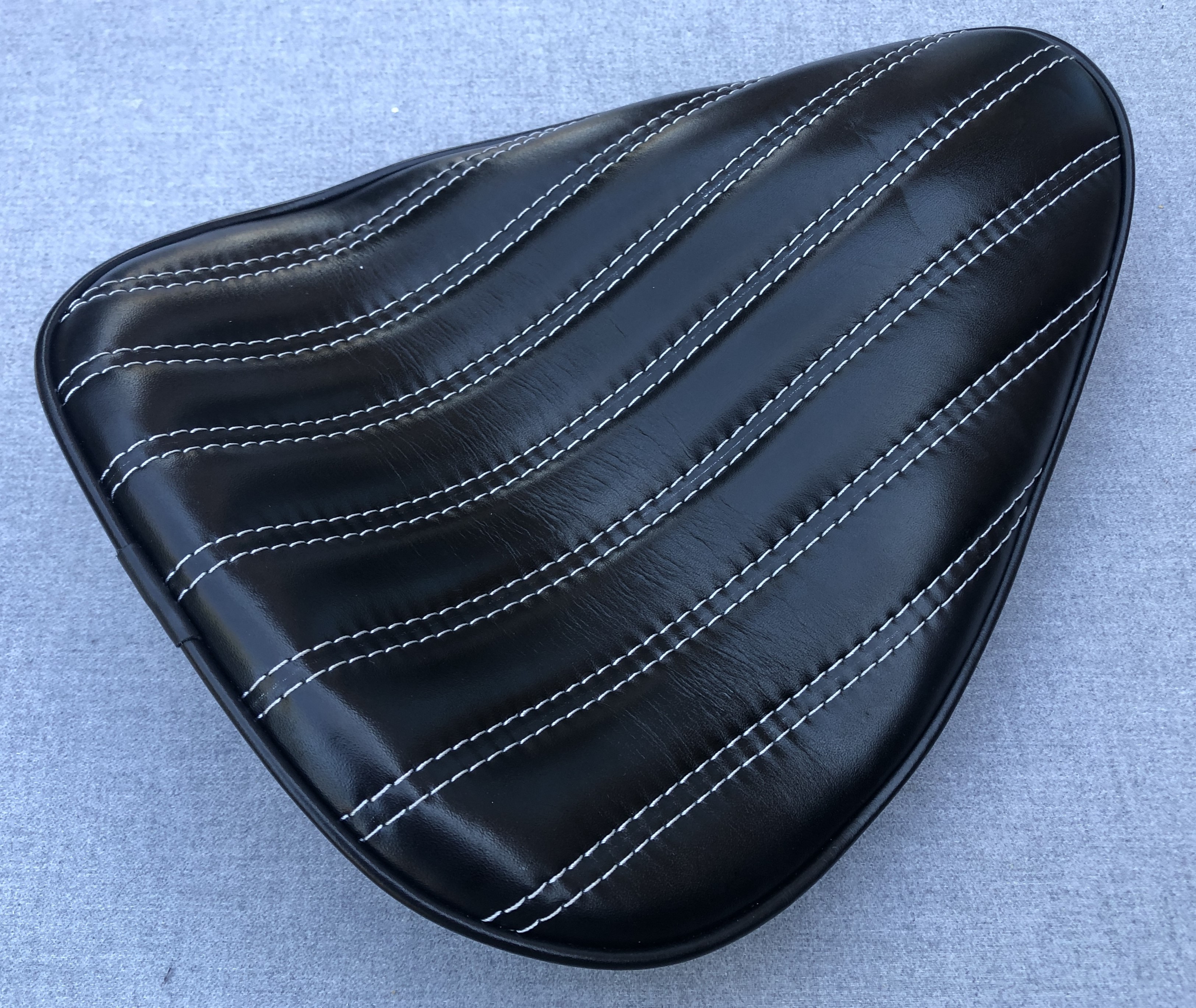 Thin High Back Seat Genuine Leather Harley Yamaha Chopper Bobber Honda with Kit