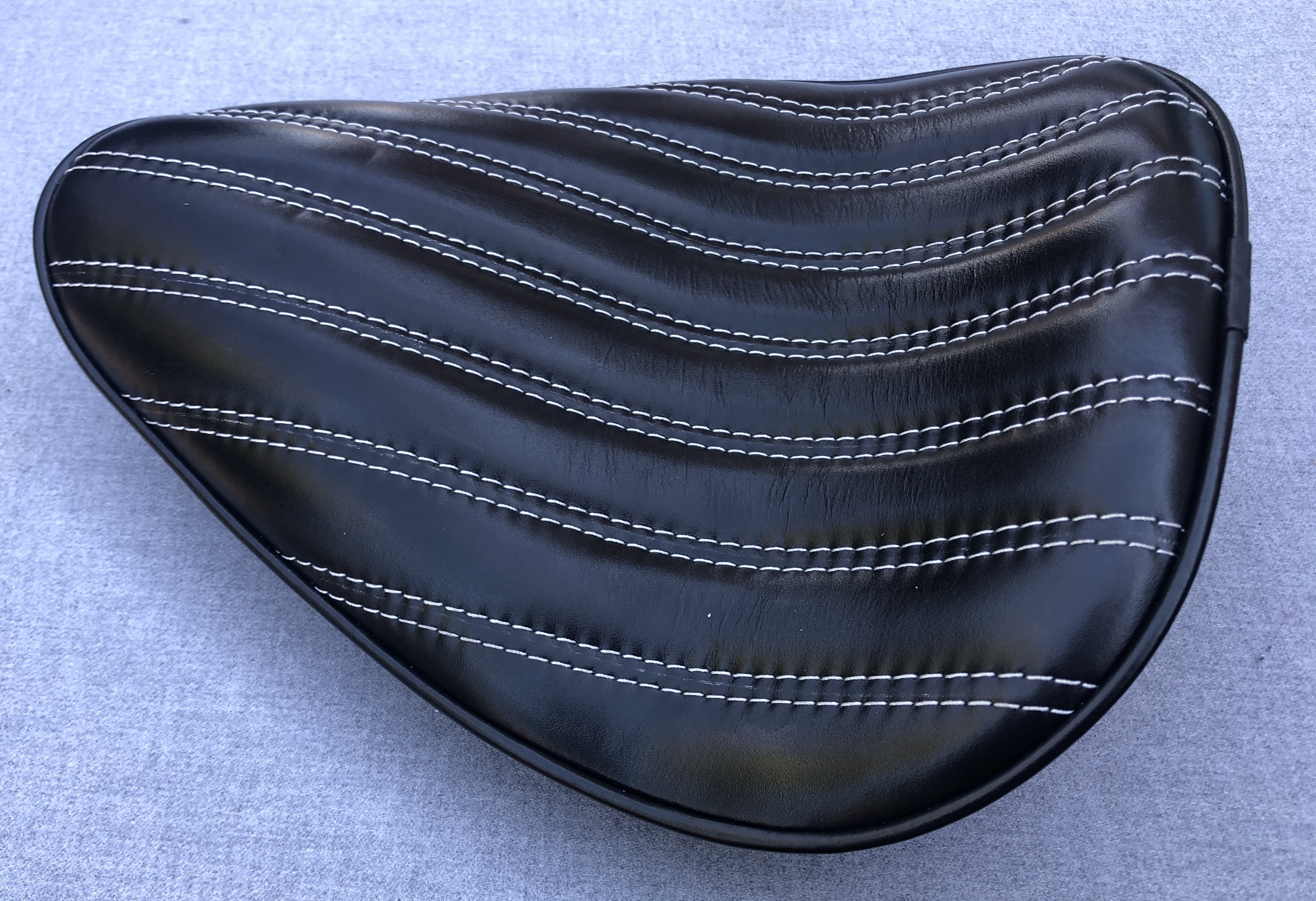 Thin High Back Seat Genuine Leather Harley Yamaha Chopper Bobber Honda with Kit