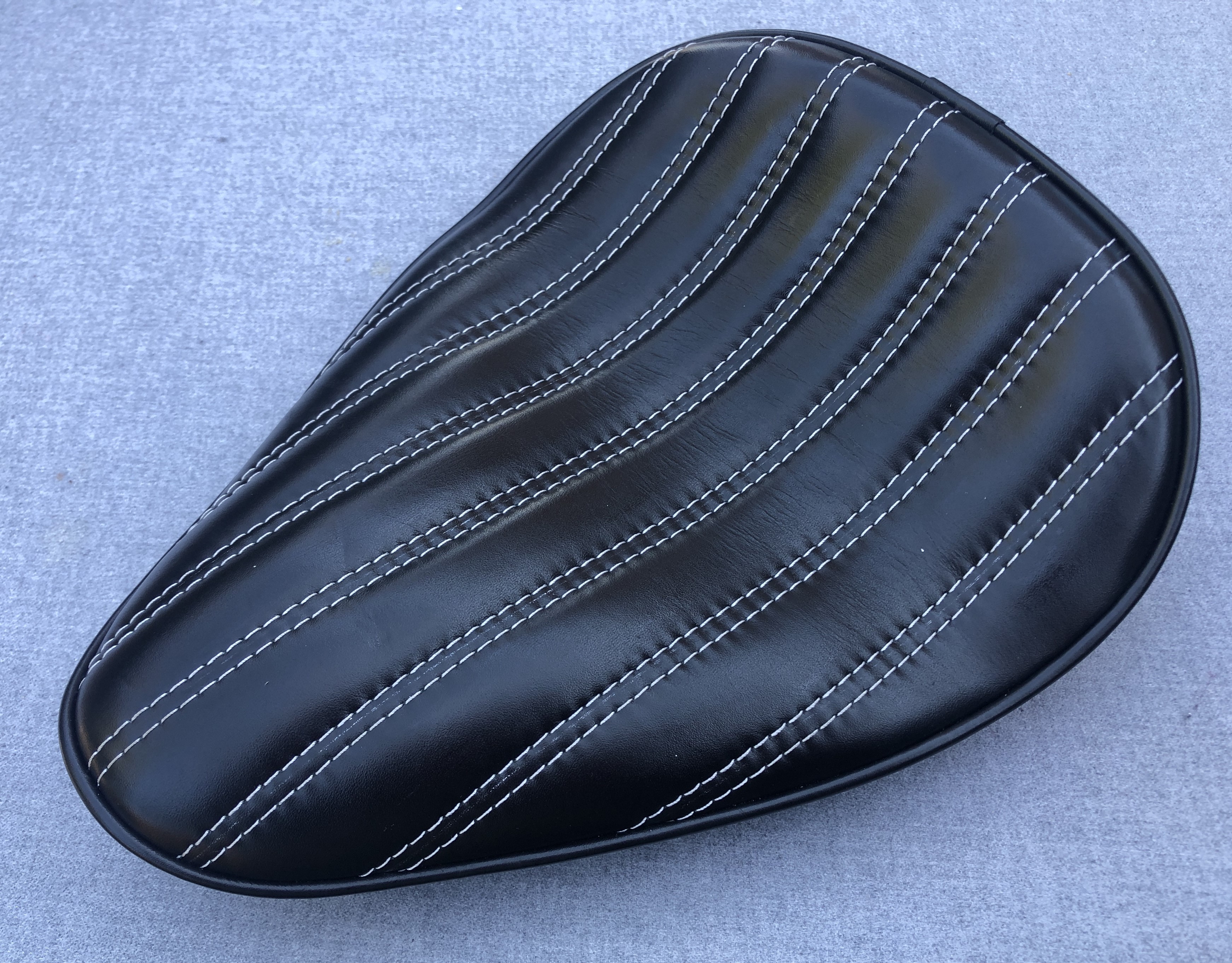 Thin High Back Seat Genuine Leather Harley Yamaha Chopper Bobber Honda with Kit