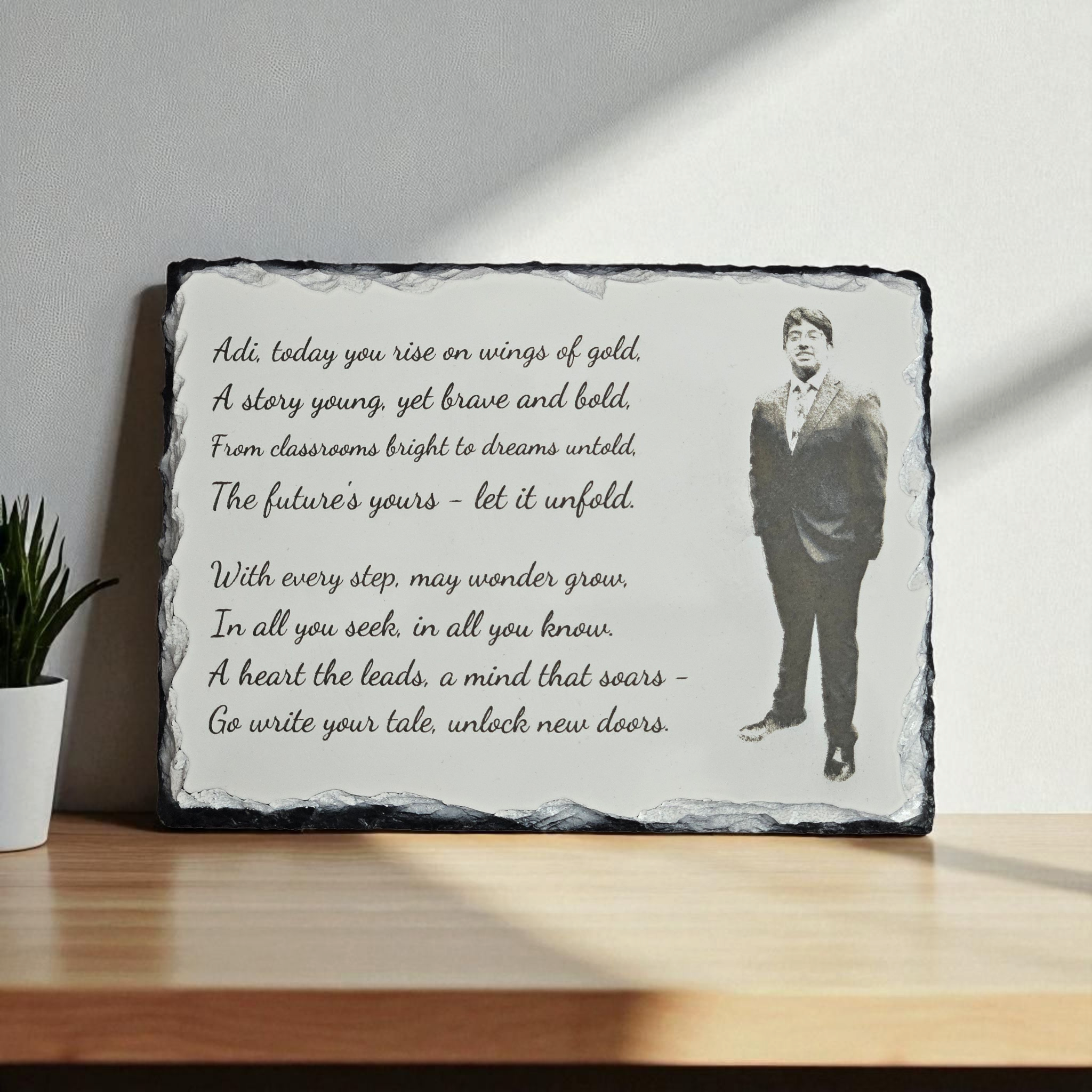Personalized White Slate Photo Plaque