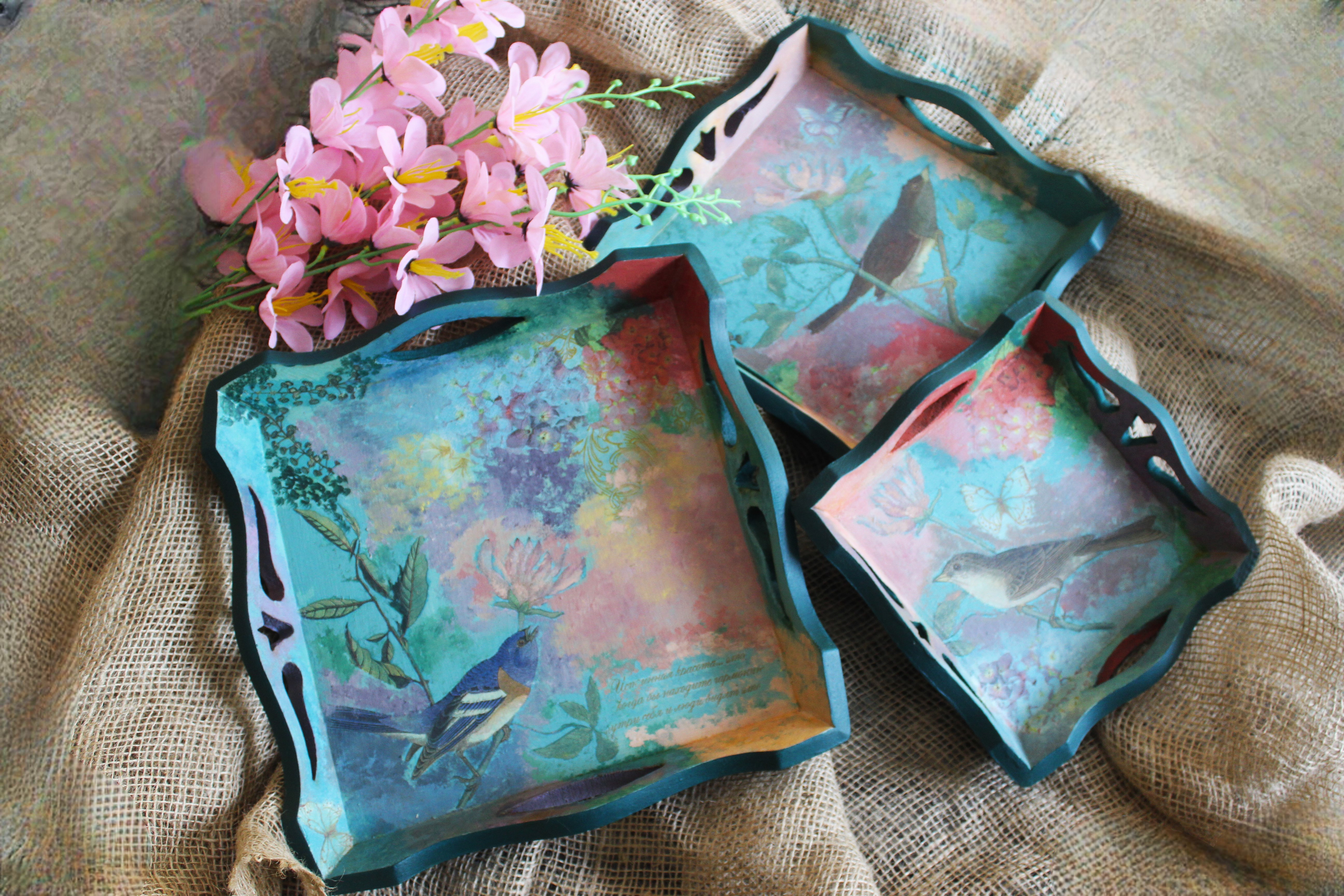 Songbird Series- Hand-painted Trays