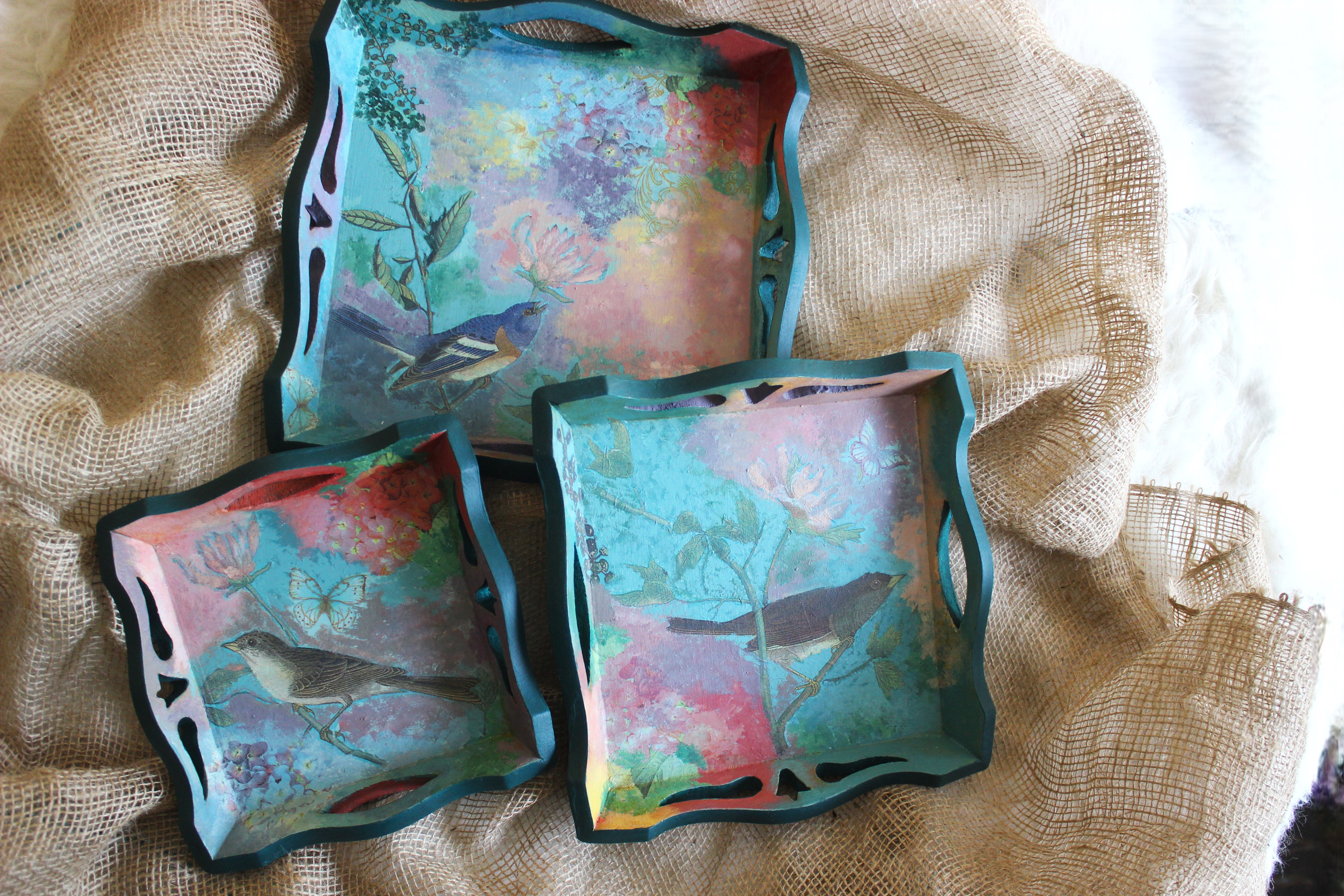 Songbird Series- Hand-painted Trays