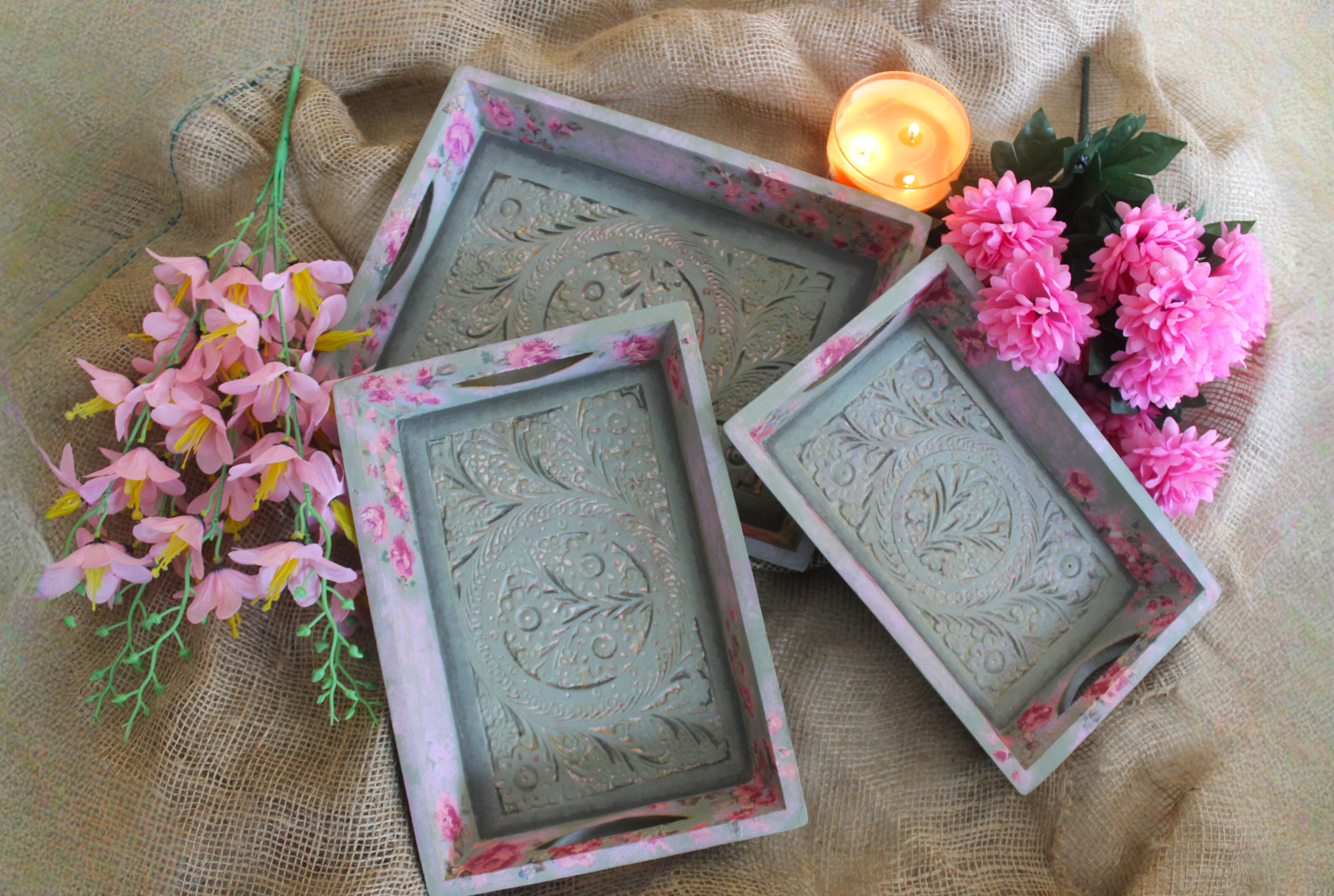 Blooming Grace Hand-painted Trays