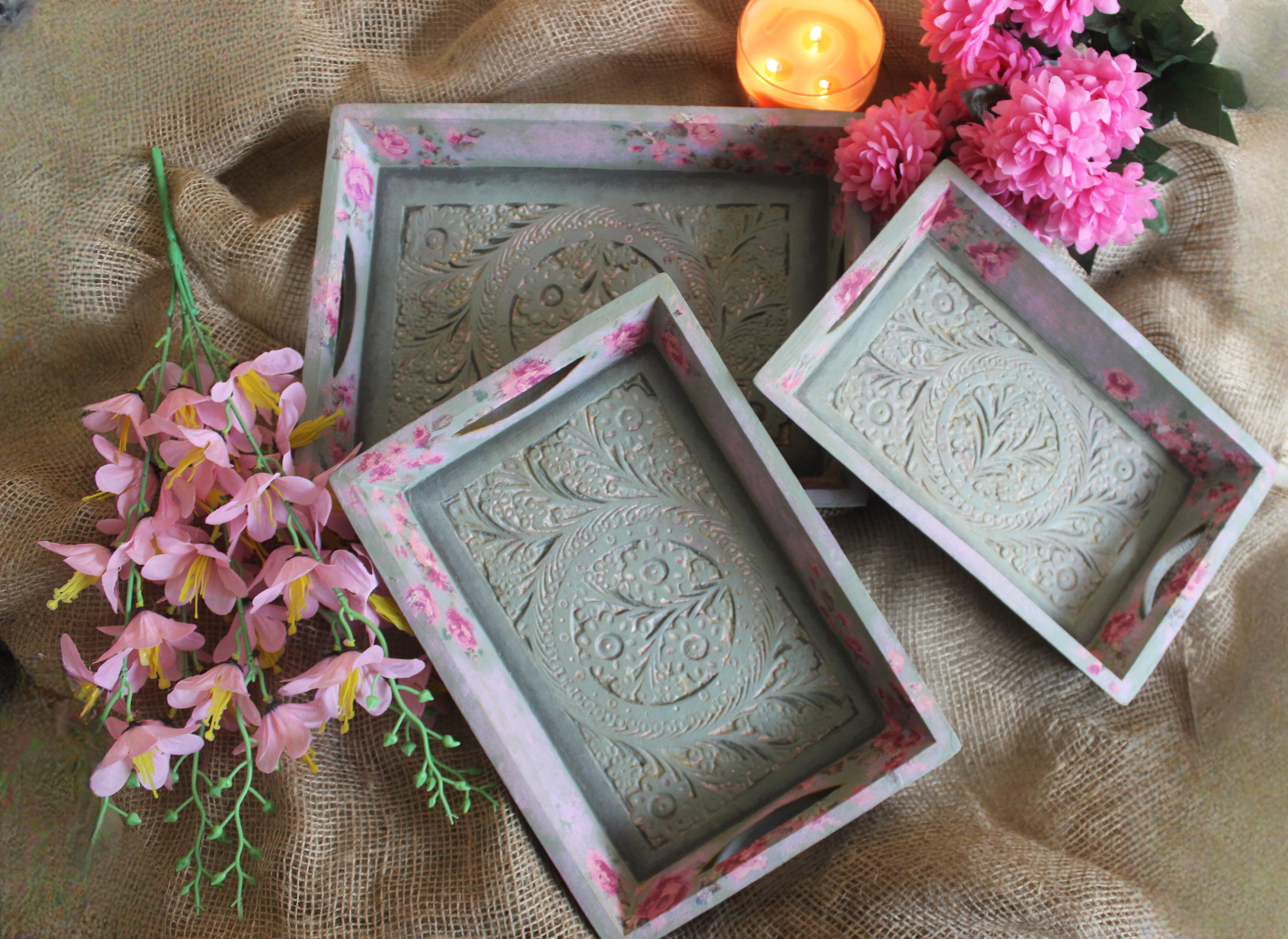 Blooming Grace Hand-painted Trays