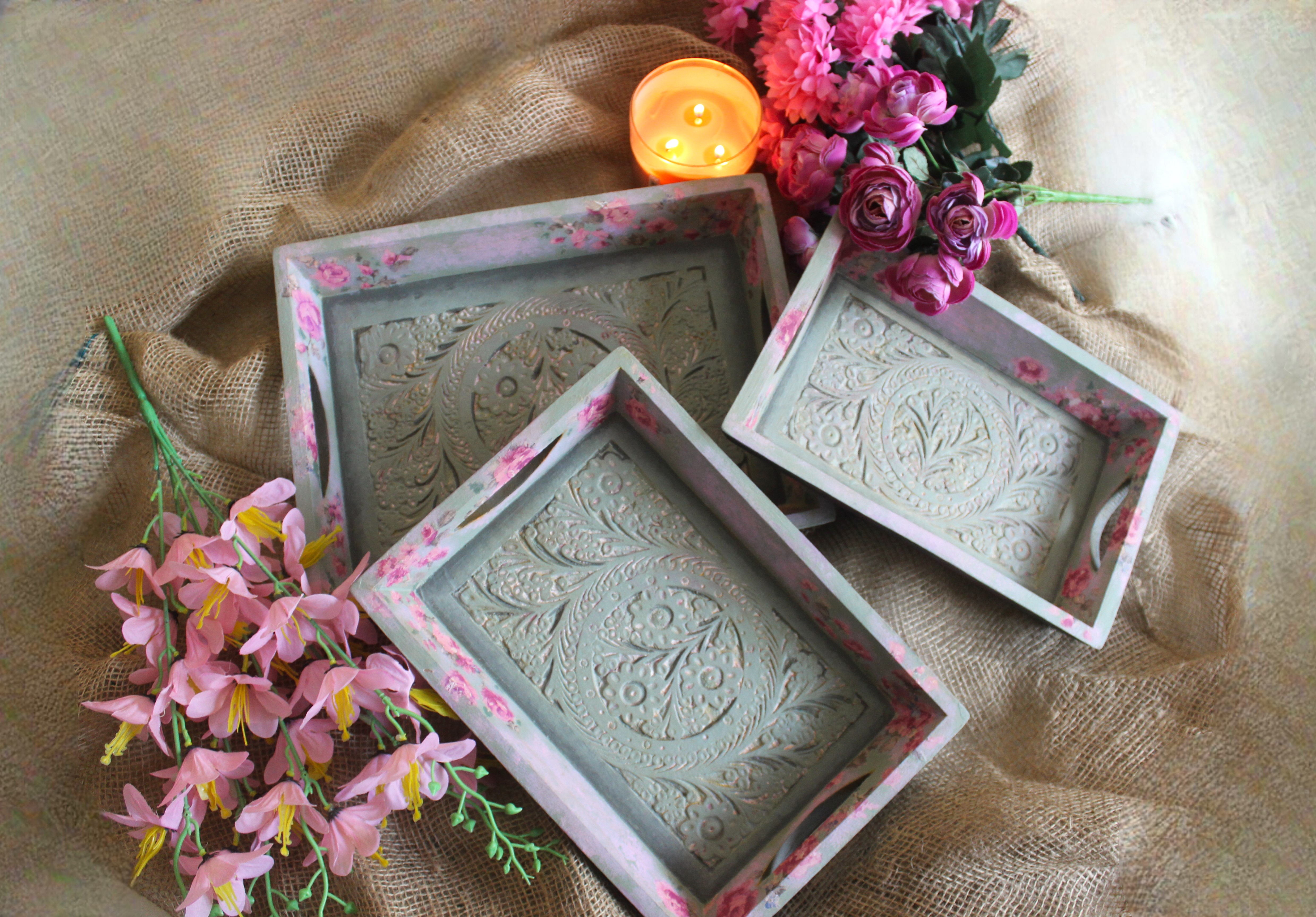 Blooming Grace Hand-painted Trays