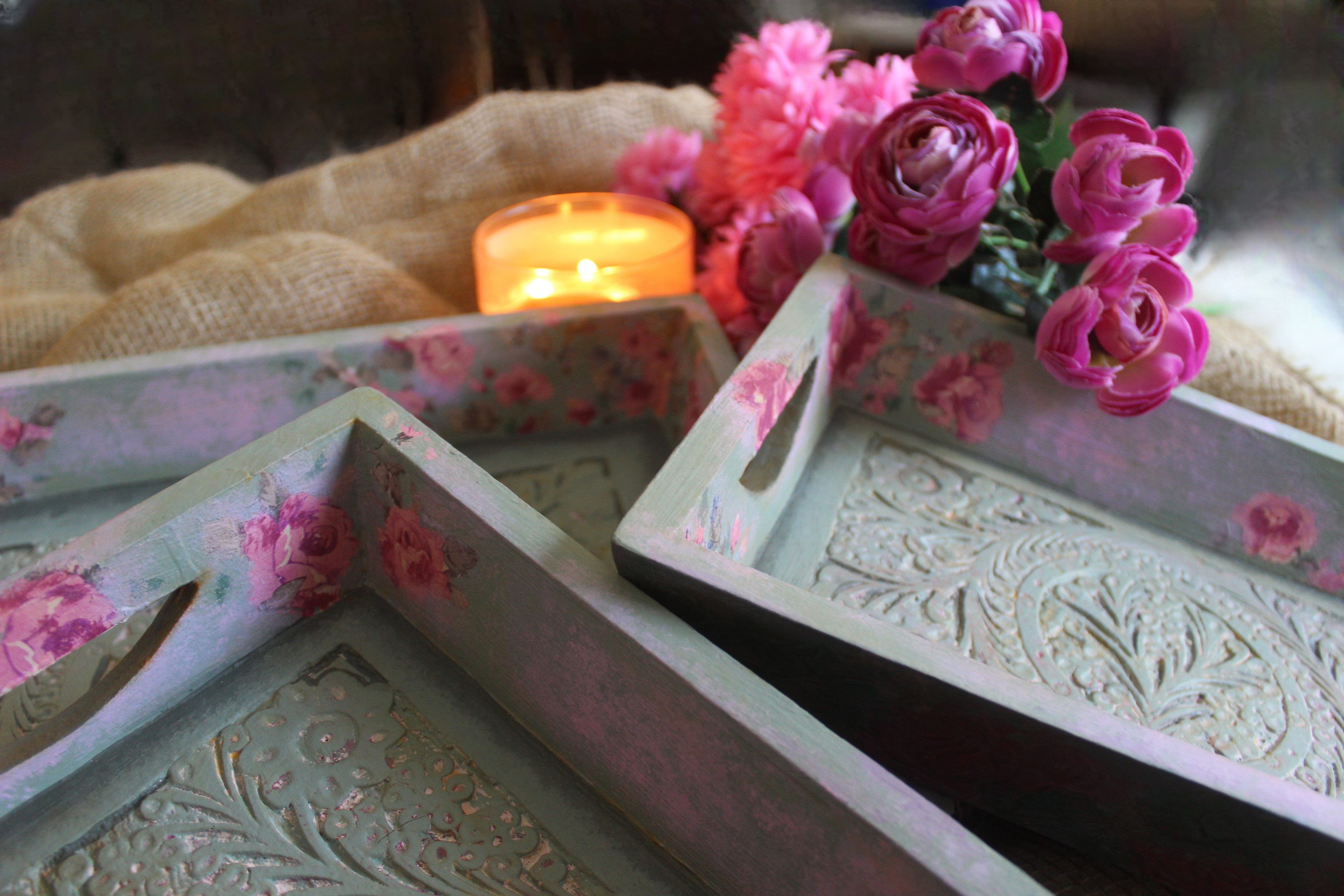 Blooming Grace Hand-painted Trays