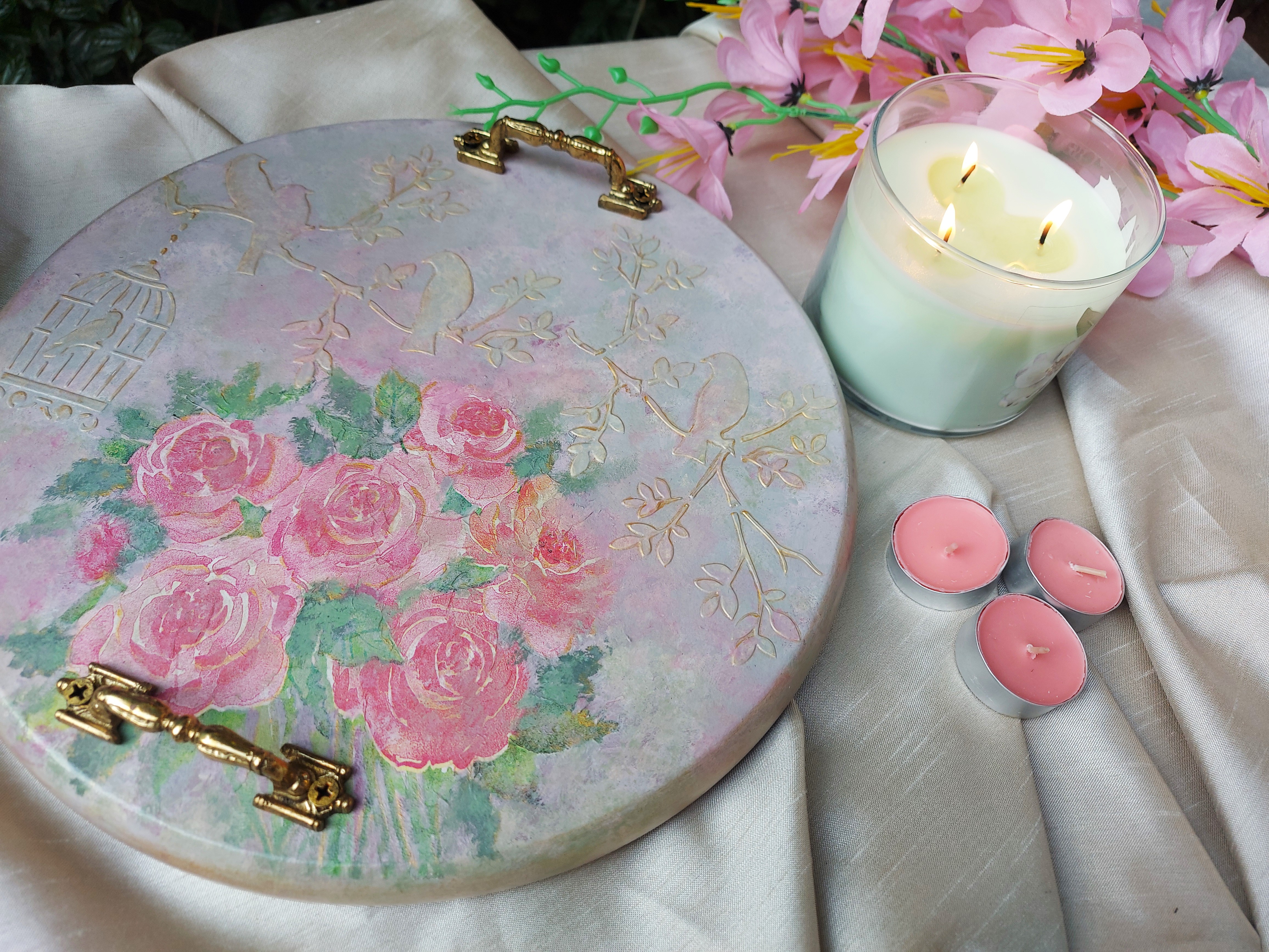 Frosted Rose Platter