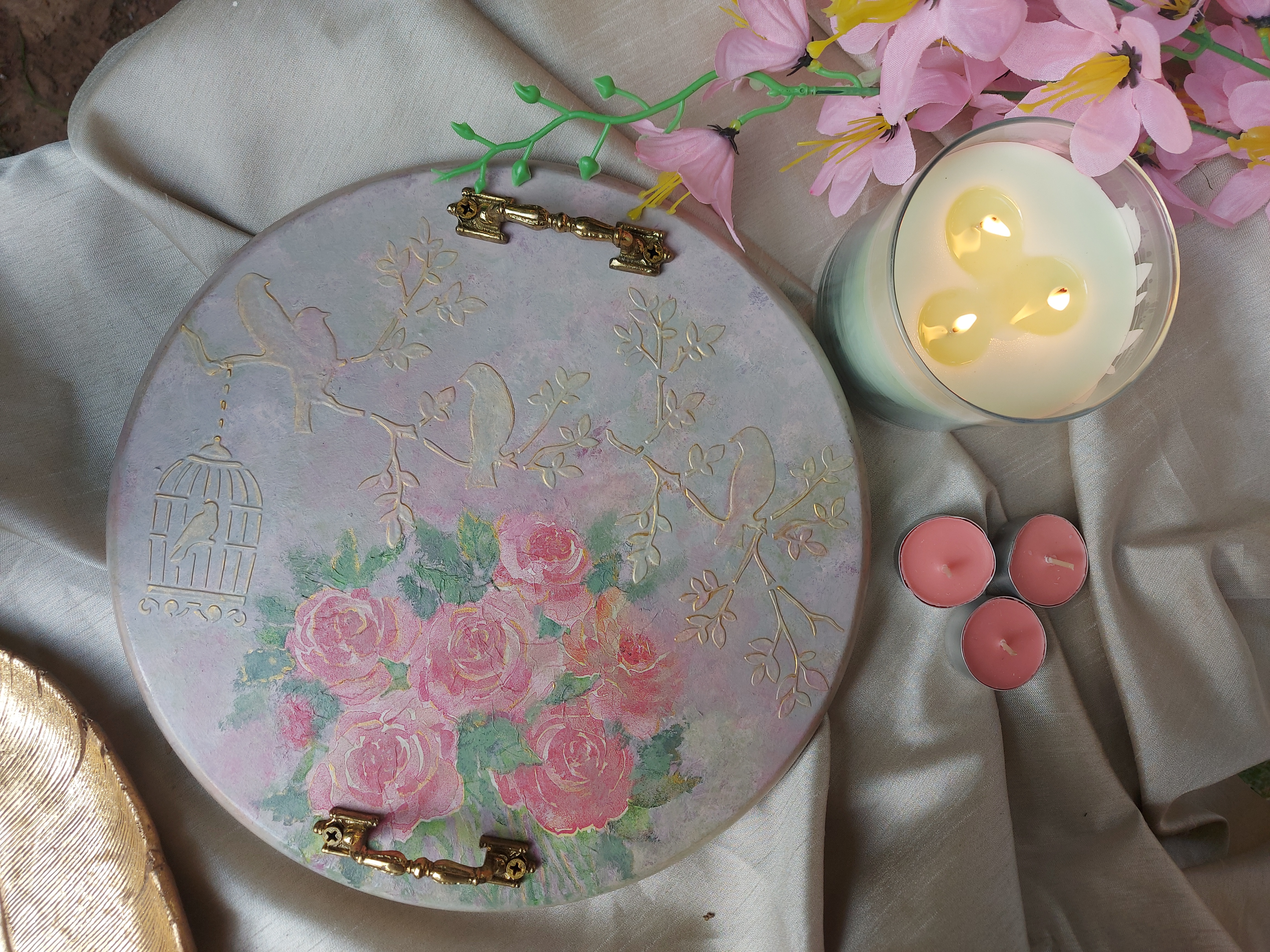 Frosted Rose Platter